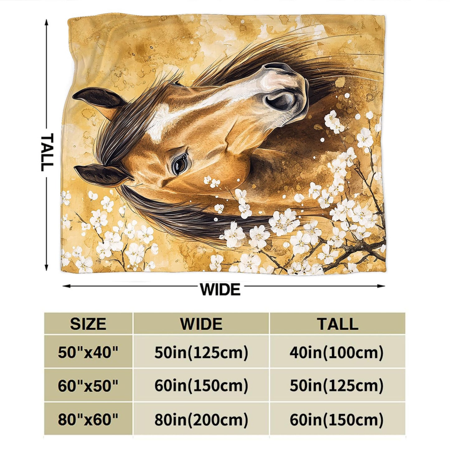 Baegopa Horse Blanket Gifts for Girls Horse Stuff Throw Blanket Cozy Plush Fleece Flannel Animal Flower Blankets for Lovers Decor Boys Women Men 50"X40"
