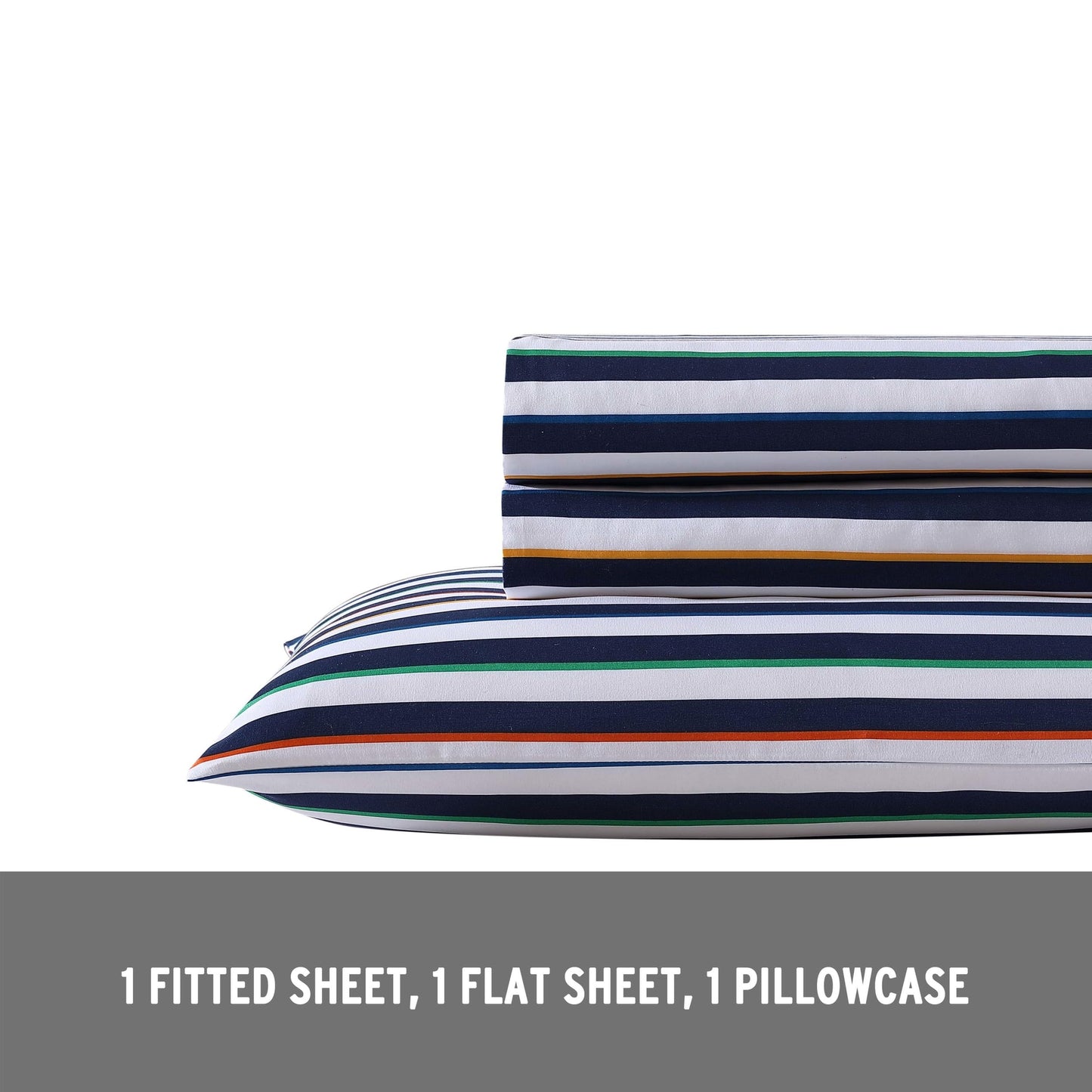 Eddie Bauer Kids - Full Sheet Set, Ultra-Soft Microfiber Bedding with Fully Elastic Fitted Sheet, Kids Bed Set with Pillowcases, Easy Care Bedding (Stripes Game)