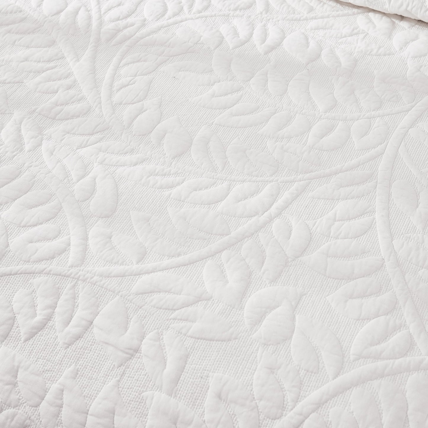 MarCielo 3-Piece 100% Cotton Oversized Bedspread Lightweight Quilt Coverlet Embroidery Farmhouse Bedding Set T0 (Bright White, Oversized King (118"x106"))