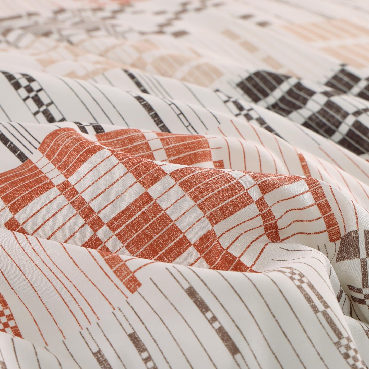 MaiRêve Queen Comforter Set, Classic Plaid Farmhouse Bedding Sets 7 Pieces, Beige All Season Bed in A Bag with Sheets, Pillowcases & Shams
