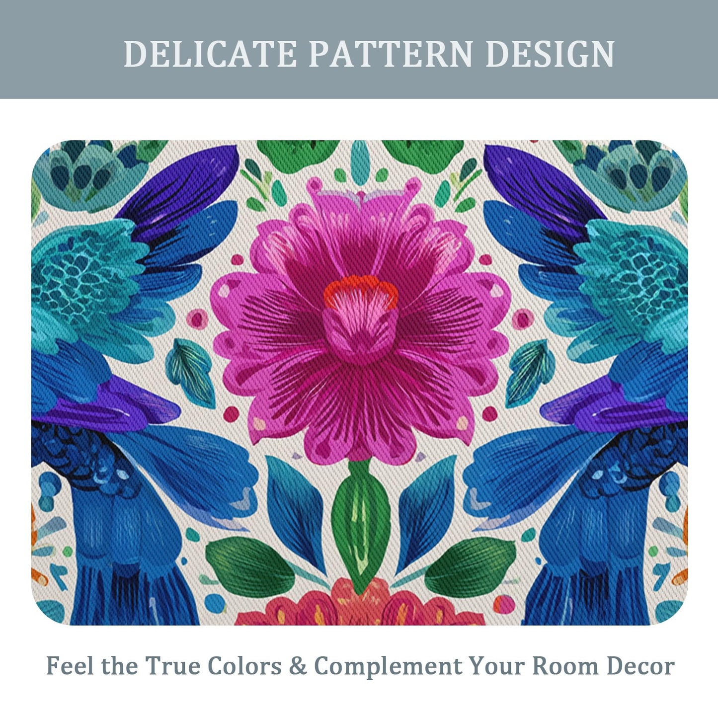 Mexican Floral Bird Bedroom Curtains 39 Inch - Colourful Folk Flower Printed Living Room Curtains, Mexican Floral Bird Home Decor Blackout Window Drapes with Grommet, 2 Panels Set - HL2547