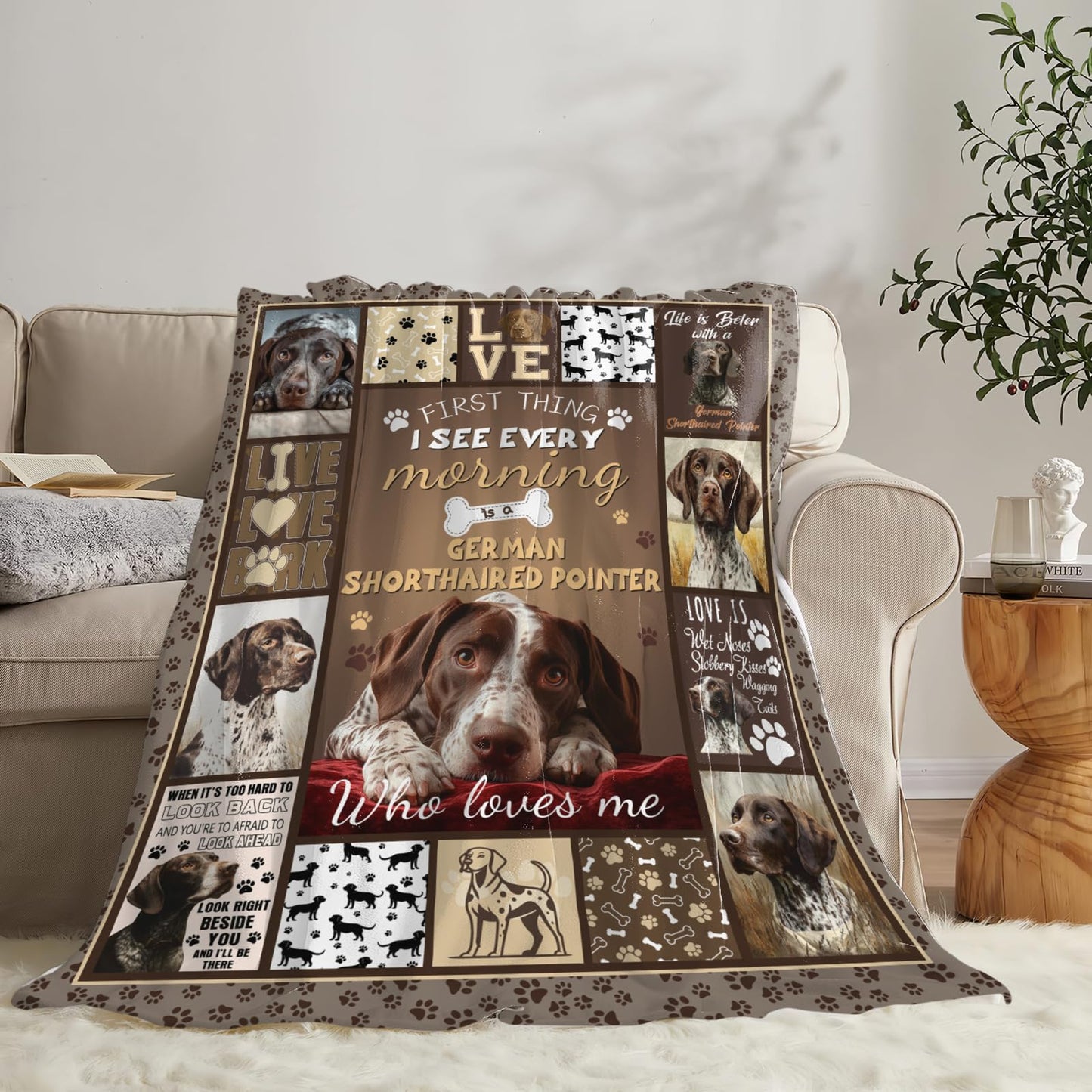German Shorthaired Pointer Blanket Cozy Plush Dog Lovers Gifts Throw Blankets Animal Fuzzy Flannel Fleece for Girls Boys Women Men 50"X40"