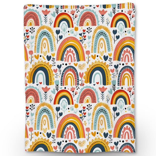 Ti Caldi Cute Rainbow Blanket, Soft Flannel Throw Blanket for Couch, Bed, Travel, Living Room & Home Decor, Lightweight Cozy Warm Fuzzy Colorful Blankets for Adults Kids Women Girls 60×50 in