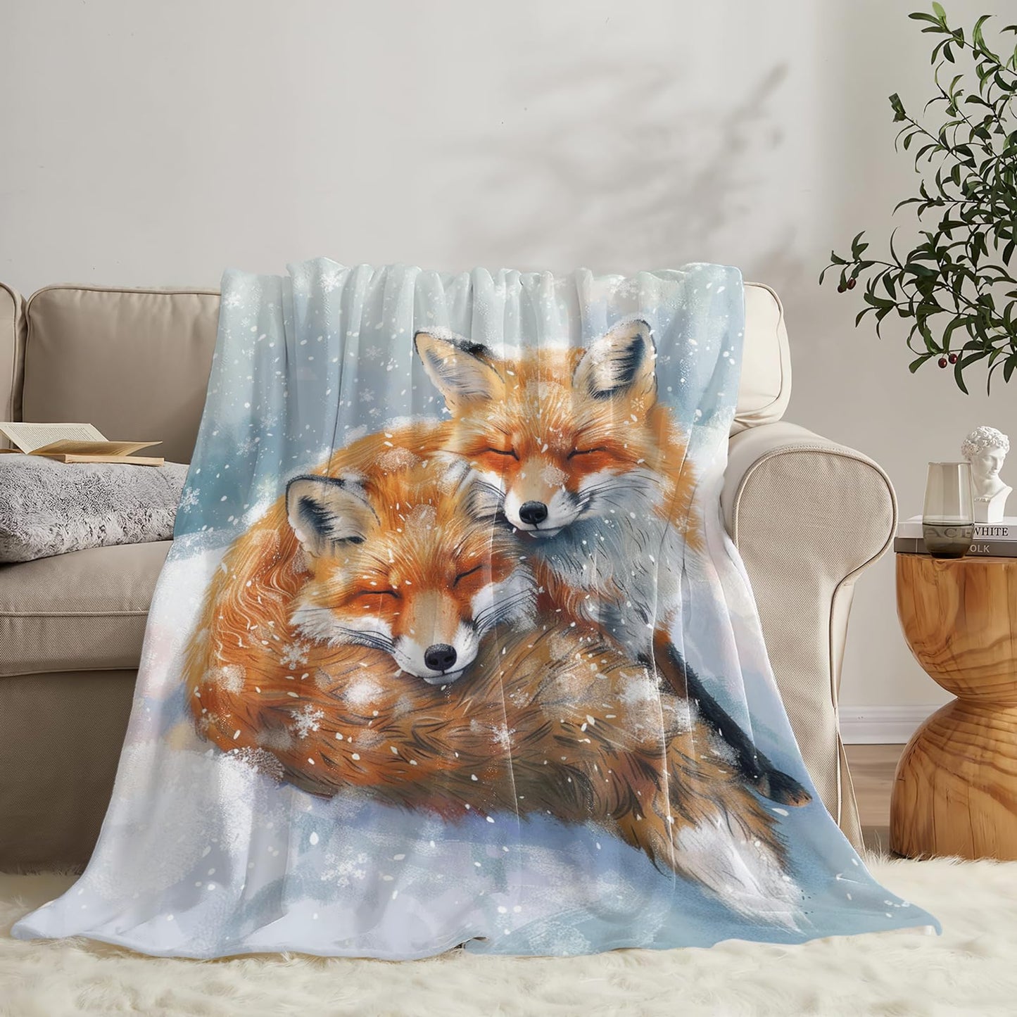 Tijuboni Fox Throw Blanket Fox Gifts for Girls Boys Women Men Kids Adults Soft Flannel Fleece Blanket for Couch Sofa Bed Home Decor 40"x50"