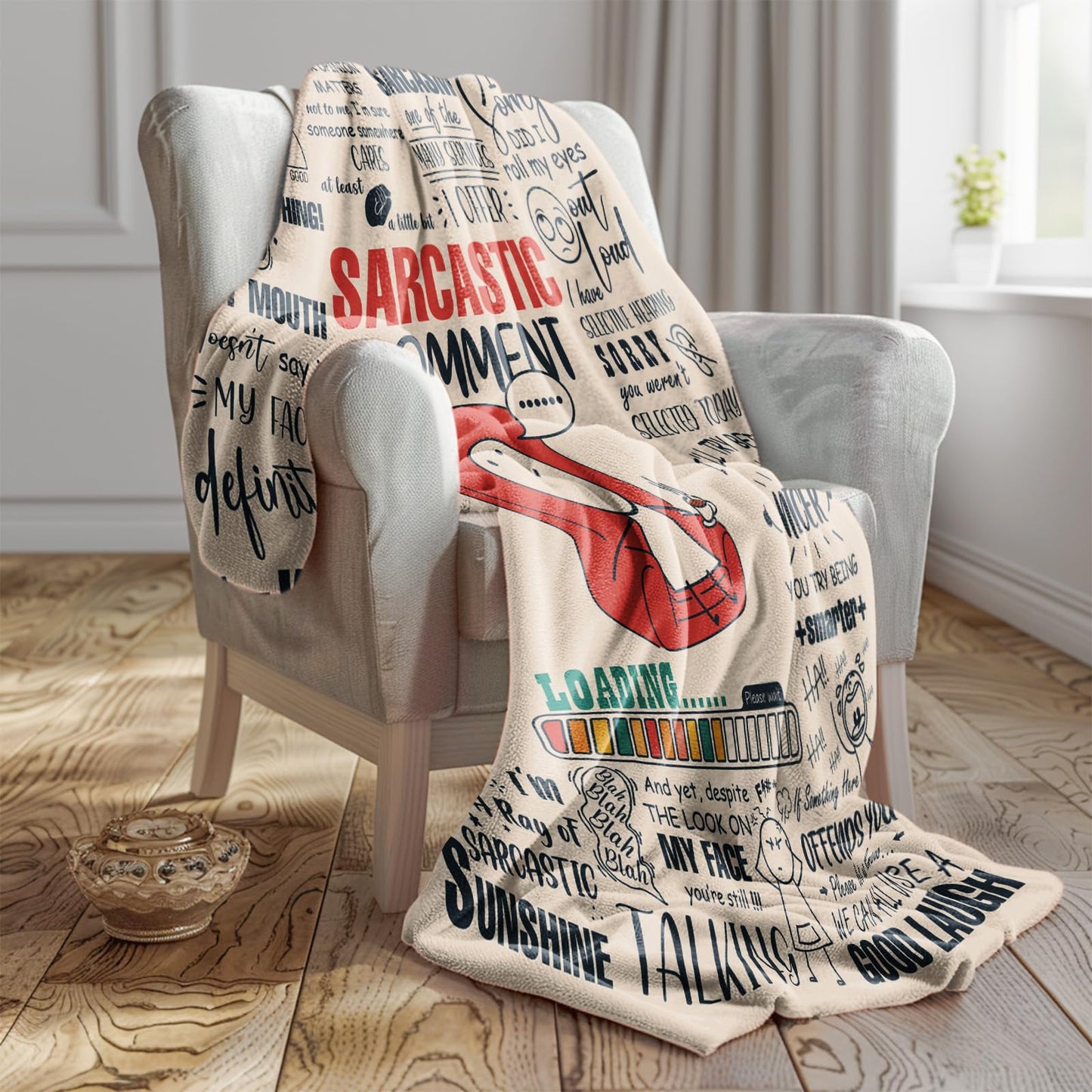 Flpoxzd Funny Blanket, Funny Birthday Gifts for Women, White Elephant Gifts for Adults, Funny Gifts for Friends Coworker, Sarcastic Gift for Woman, Sarcastic Comment Blanket 60”x50”