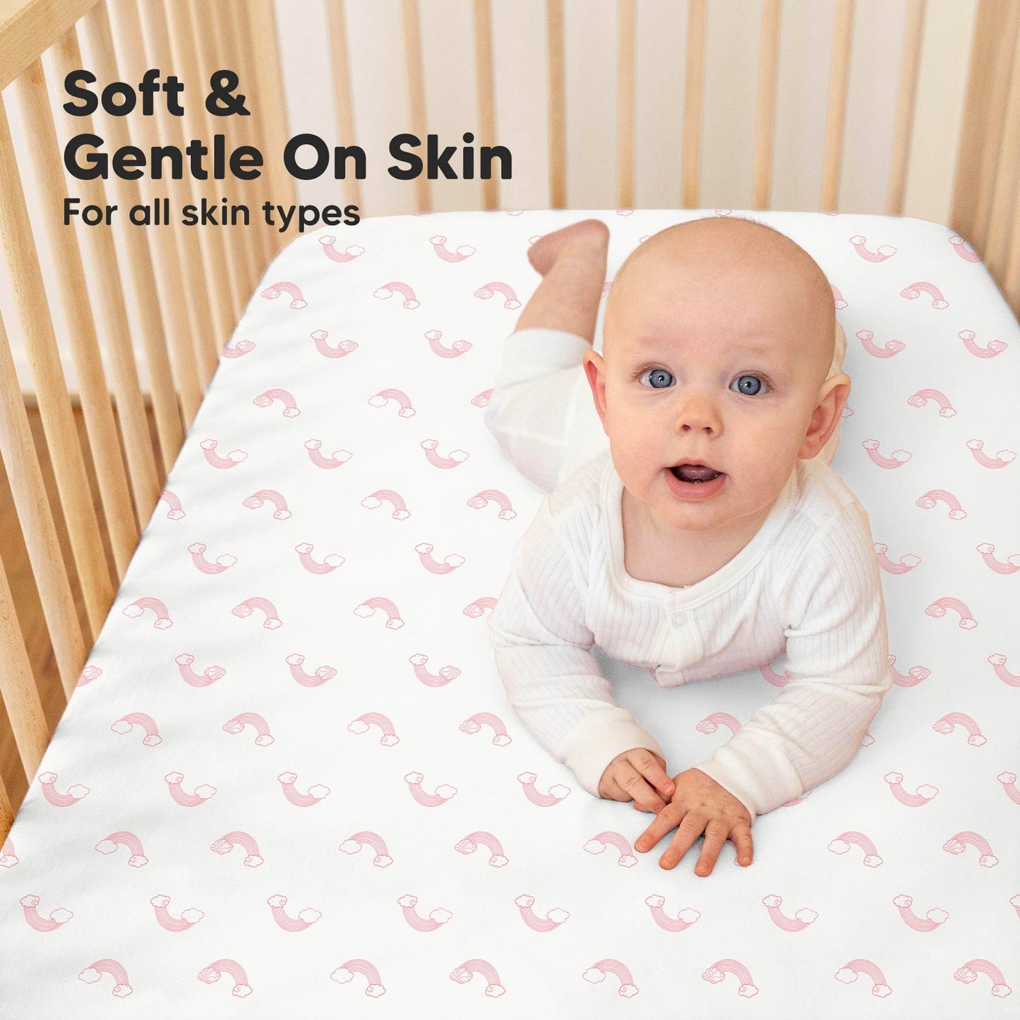 KeaBabies 2-Pack Organic Cotton Crib Sheets for Boys, Girls - 52x28 Fitted Crib Mattress Sheet Neutral, Breathable Cover for Baby Bed Set, Toddler Mattress, Soft & Cute Prints (Dreamland)