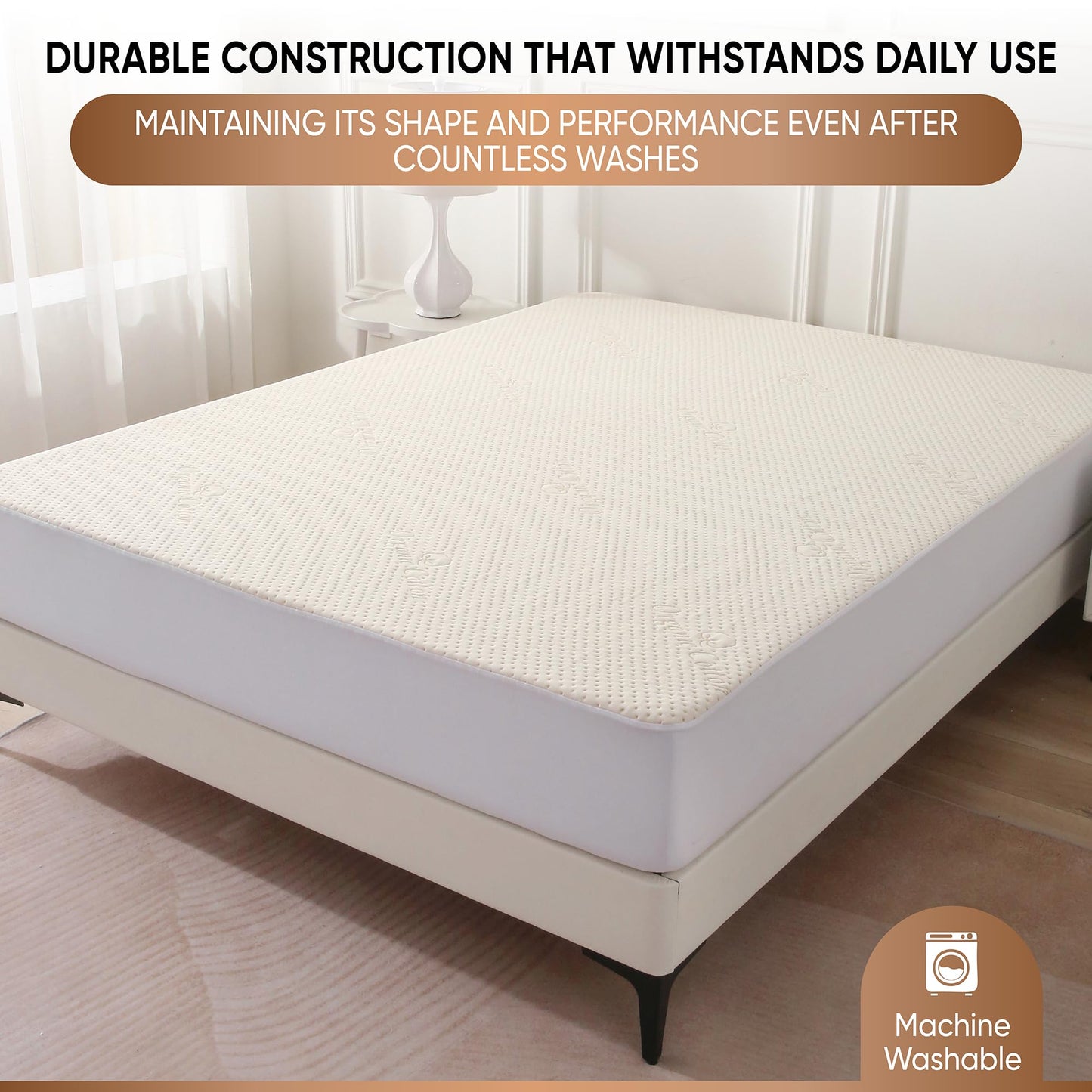 Luxury Waterproof Organic Mattress Protector Queen Size - Organic Cotton Breathable Mattress Pad Cover - Premium 380 GSM 3D Air Fabric - Deep Pocket - Jersey Cotton Skirt - Fitted Design