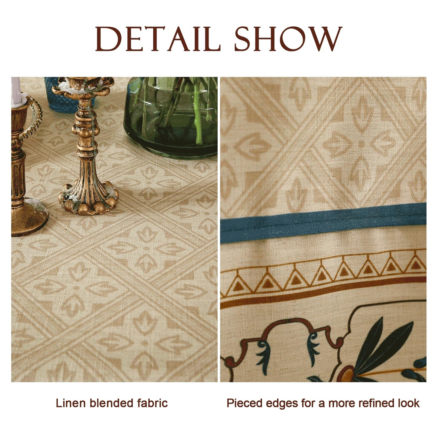 patdrea Designer French Linen Tablecloth,Rectangular,87"x55"-Fram