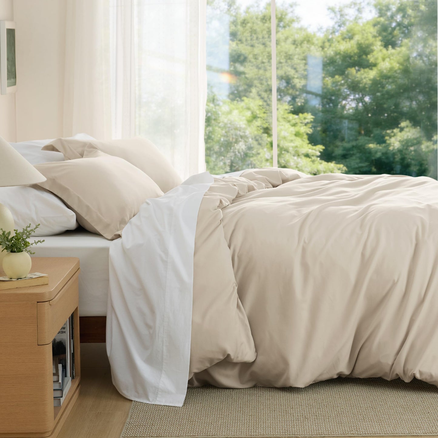 Bedsure Duvet Cover Queen Size - Soft Double Brushed Bedding Set for Kids & Adults, Zipper Closure, 3 Pieces, Includes 1 Duvet Cover (90"x90") & 2 Pillow Shams, NO Comforter, Linen