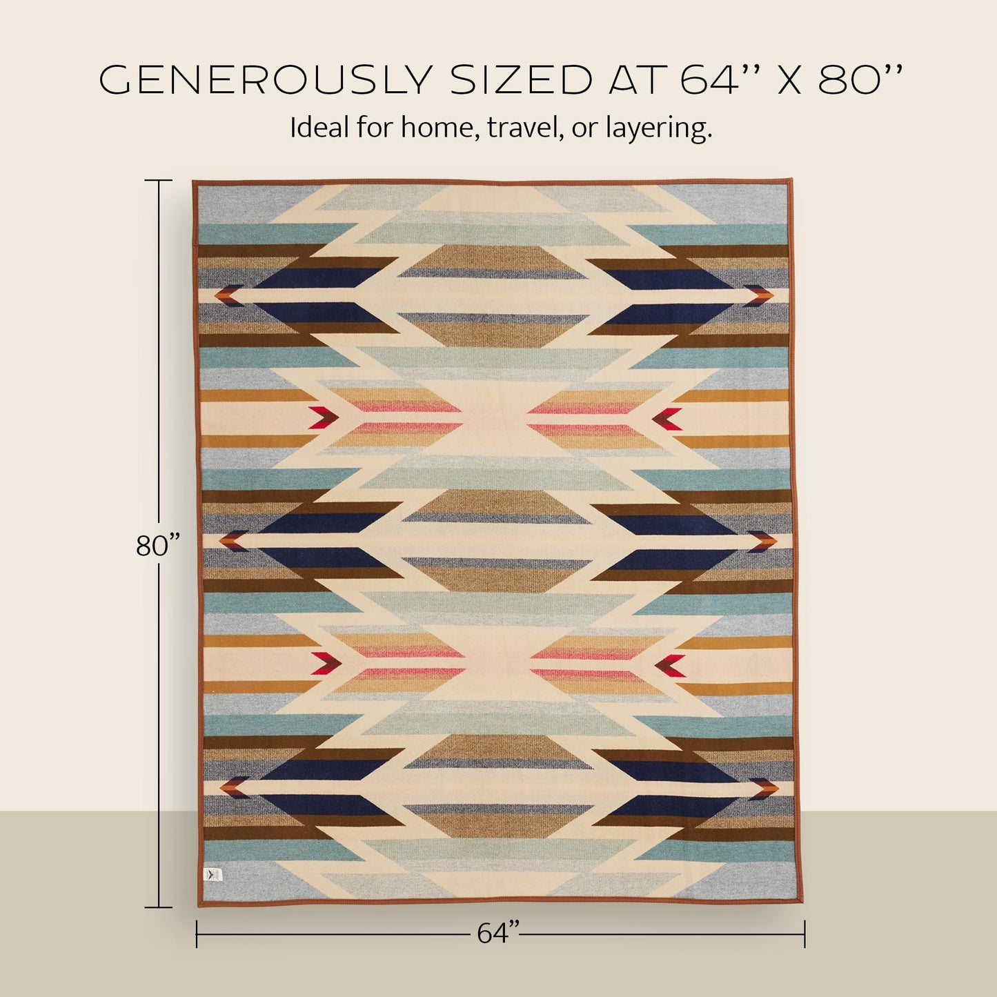 Pendleton Jacquard Unnapped Twin Blanket 64" x 80" - Heirloom Quality Virgin Wool, Reversible, Reinforced Ultrasuede Binding, Made in USA - Bridger Creek