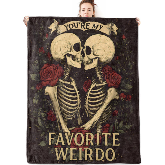 olpddz Gothic Skeleton Flannel Blanket Gifts for Couple,60x50inch,Goth Romance Design Throw Blankets with Dark Rose and Skull,for Bedroom,Sofa,Living Room,Camping,Valentine,Halloween Decor Throws