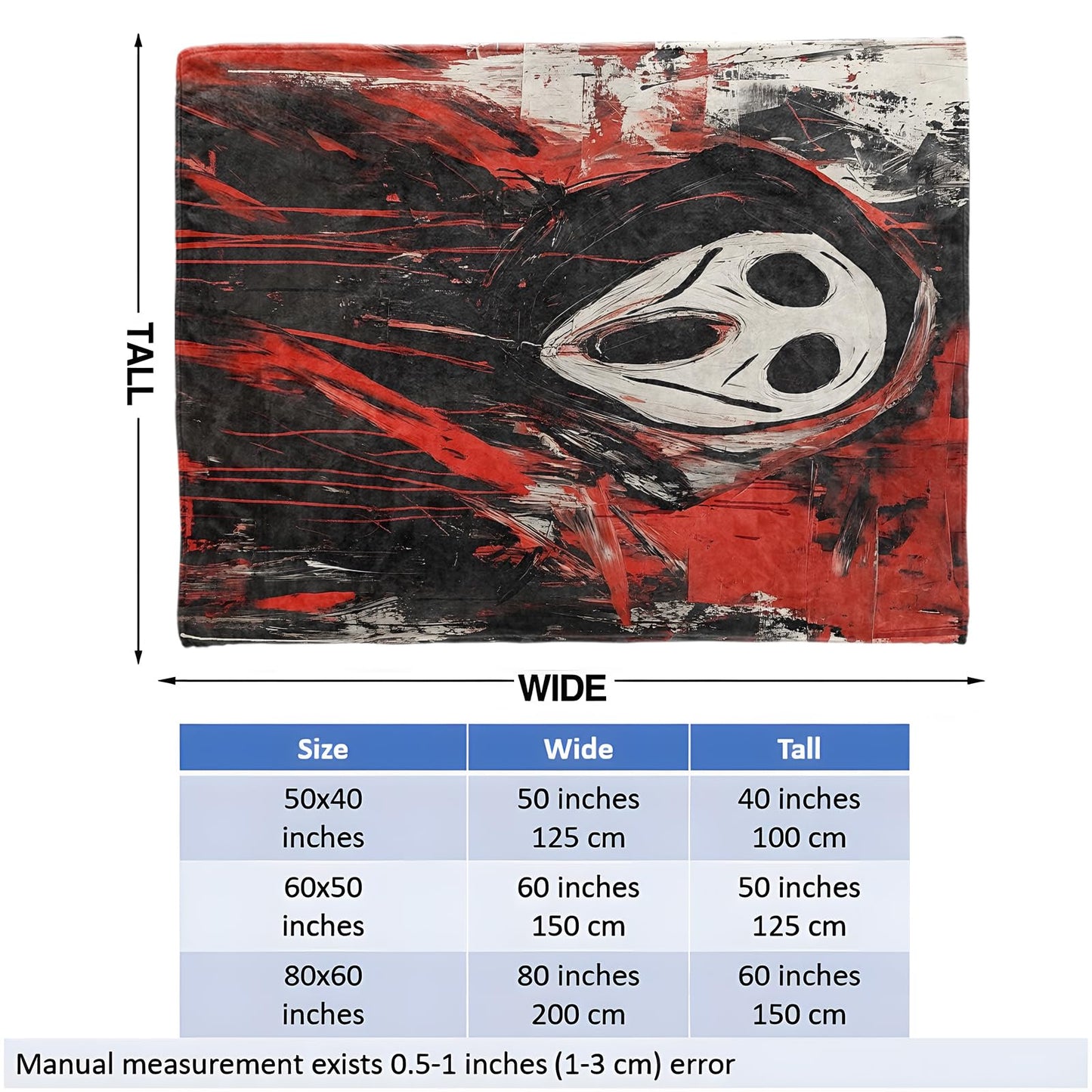 Screaming Ghost Face Throw Blanket for Girls Boys Kids Adults, 50x60 in, Cozy Flannel Blanket for Bedroom, Camping, Couch, Room Decor, Fuzzy Warm Soft Gifts