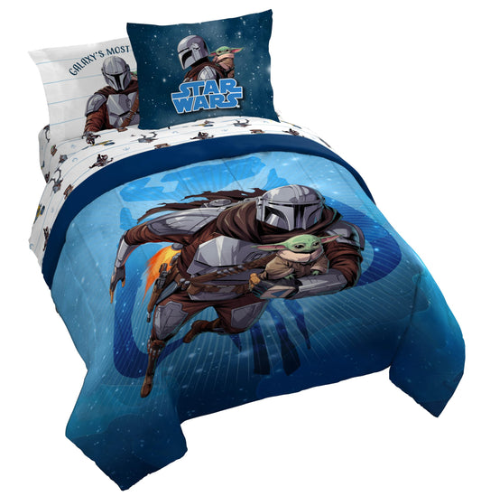 Jay Franco Kids Bed Set, Blue, The Mandalorian, 7 Piece Queen