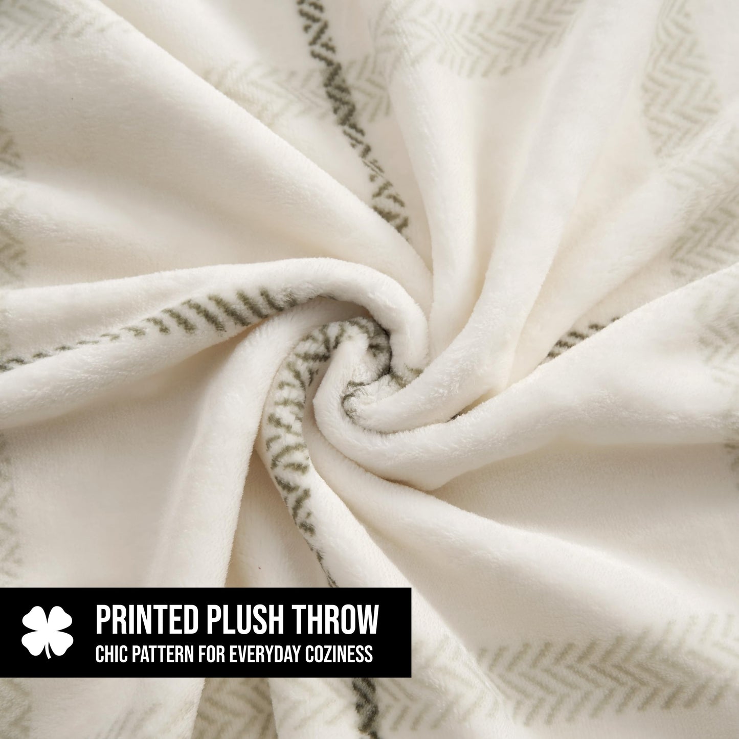 Lucky Brand Palmdale White with Sage Green Plaid 50"x70" Cozy Plush Blanket - Premium Microfiber Throw for Luxurious Comfort