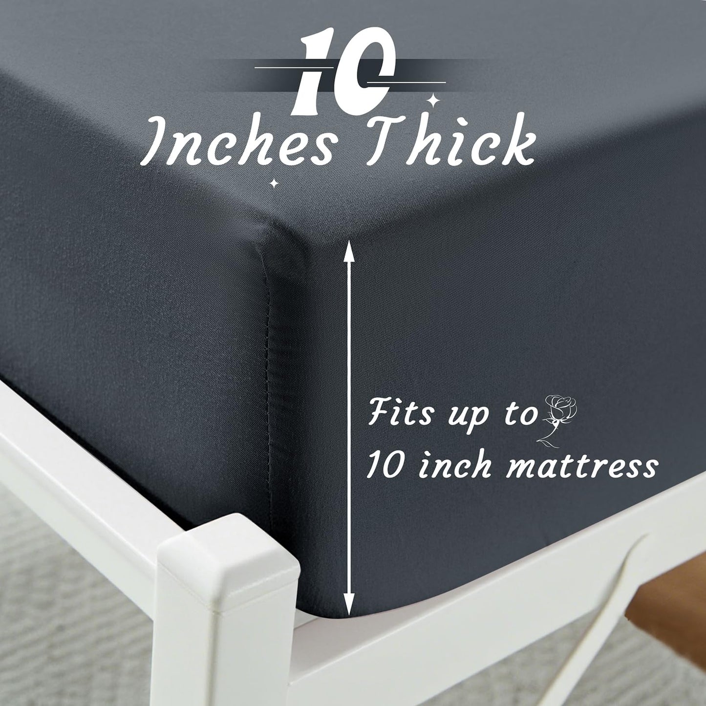 VACVELT 4PCS Cot Sheets, 31 x 75 Inch Charcoal Black Cot Fitted Sheet, Ultra Soft and Breathable Microfiber Bed Cover Snug Fit for Narrow Twin/RV Bunk/Camper Bunk/Guest Beds/Trifold Mattress