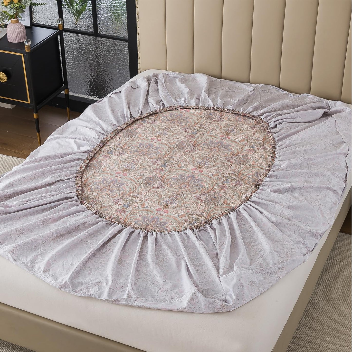 FADFAY Vintage Brown Paisley Queen Sheet Set, 4-Piece Long-Staple Cotton, Soft & Breathable, Deep Pocket Fitted Sheet for All Seasons