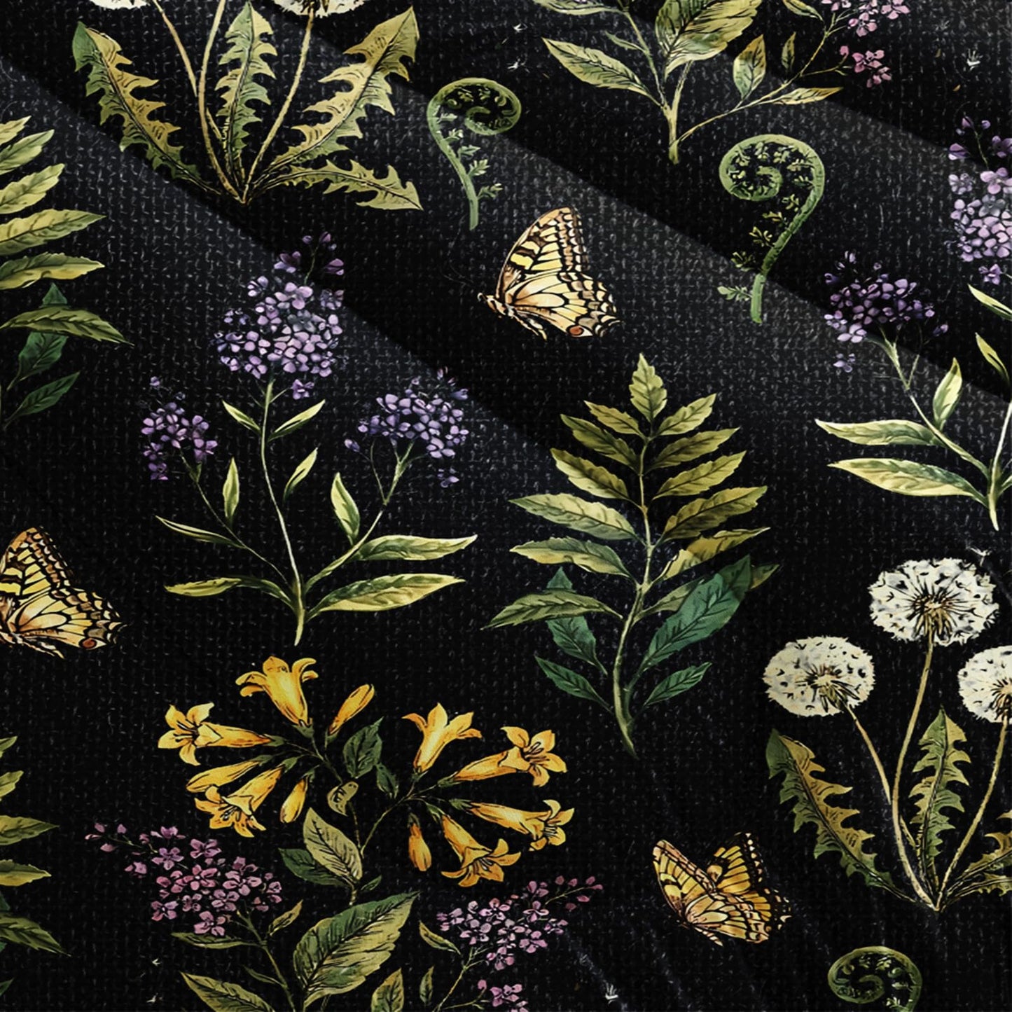 AILONEN Wildflower Meadow Full Comforter Set 3 Piece, Dark Floral Bedding, Yellow Blossom Lavender Leaf Print, Teen Apartment, 2 Pillowcases