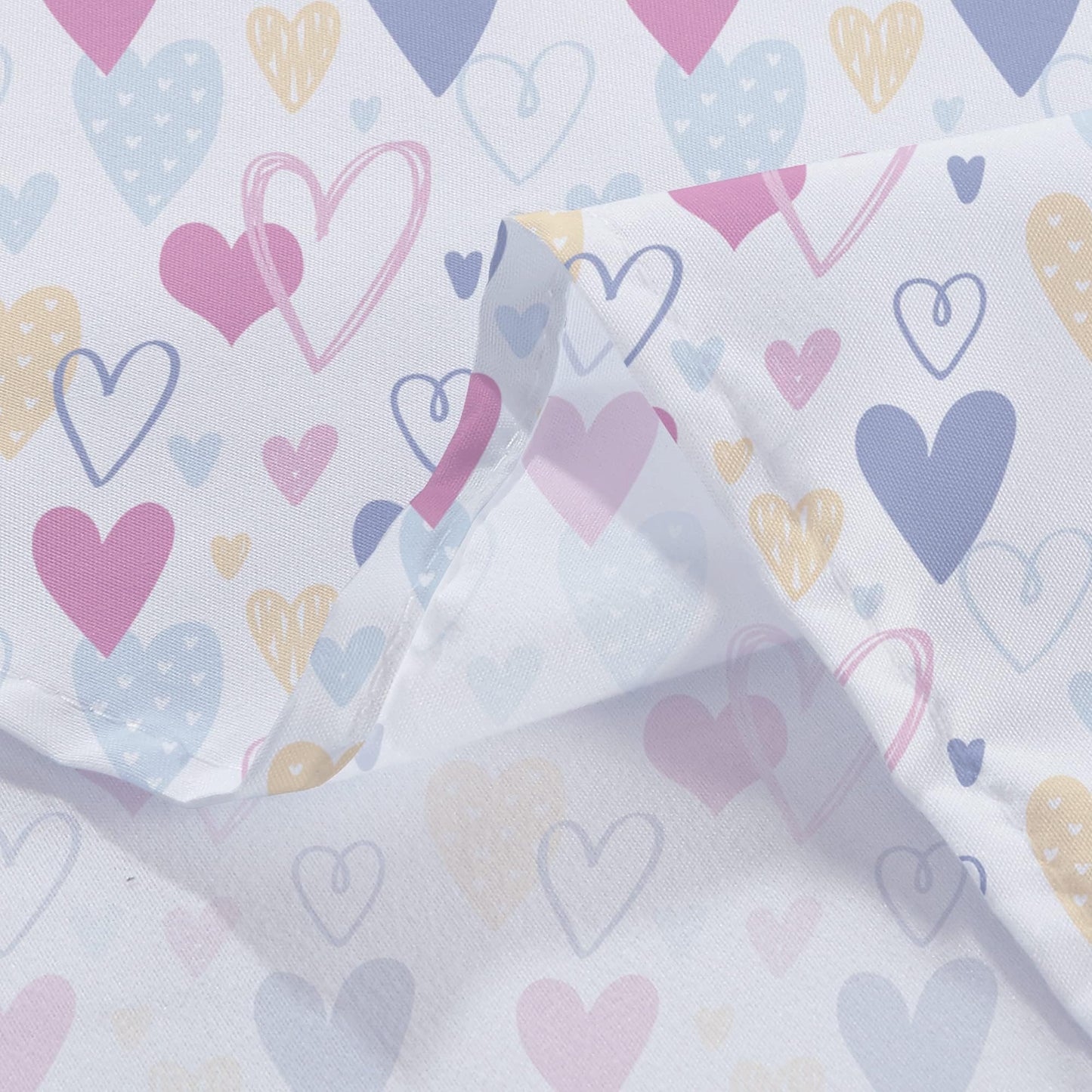 Softan Kids Bed Sheet Set, 3-Piece Twin Sheets Set, Microfiber Fitted Sheet with 15 Inches Deep Pocket and Corner Straps, Breathable & Silky Soft Love Heart Pattern Sheet and Pillowcase Sets
