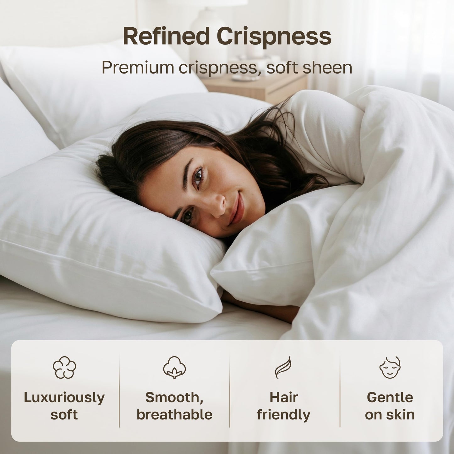 CALIFORNIA DESIGN DEN Luxuriously Soft Hotel Quality 600 Thread Count, 100% Cotton Set of 2 Cases, Crisp & Cool White Standard Pillow Cases Fits Standard & Queen Pillows (Bright White)