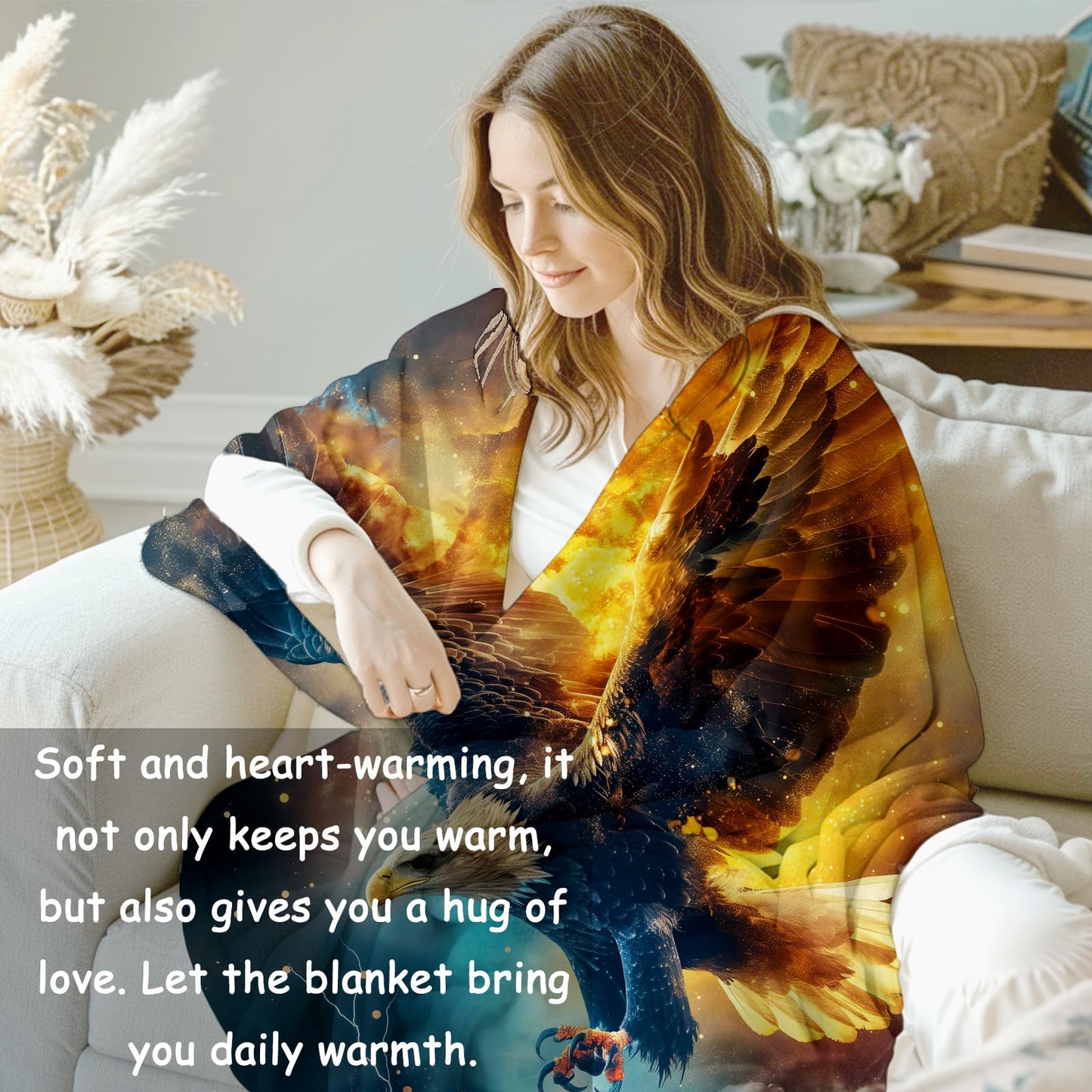 VANZEV Eagle Blanket, 50"x60" Flannel Fleece Throw for Kids & Adults, Ultra-Soft and Warm Home Decor, Eagle Gift
