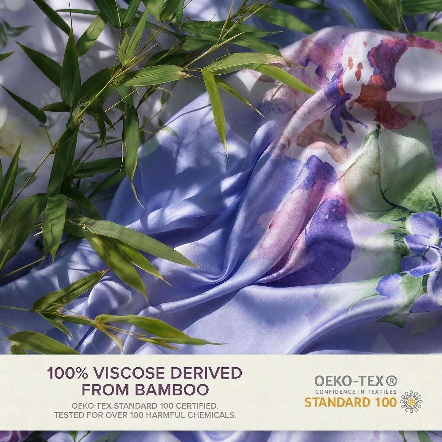 YIYEA 100% Viscose Derived from Bamboo Sheets, 600 Thread Count Cooling Bed Sheet Set for Hot Sleepers, Silky Soft, Breathable, 16" Deep Pocket, 3PC, Twin, Floral
