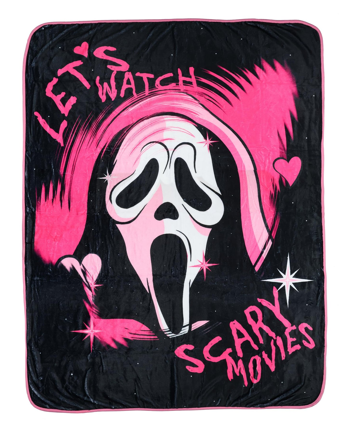 Surreal Entertainment Ghost Face Blanket Let's Watch Scary Movies 45" x 60" Micro Raschel Throw