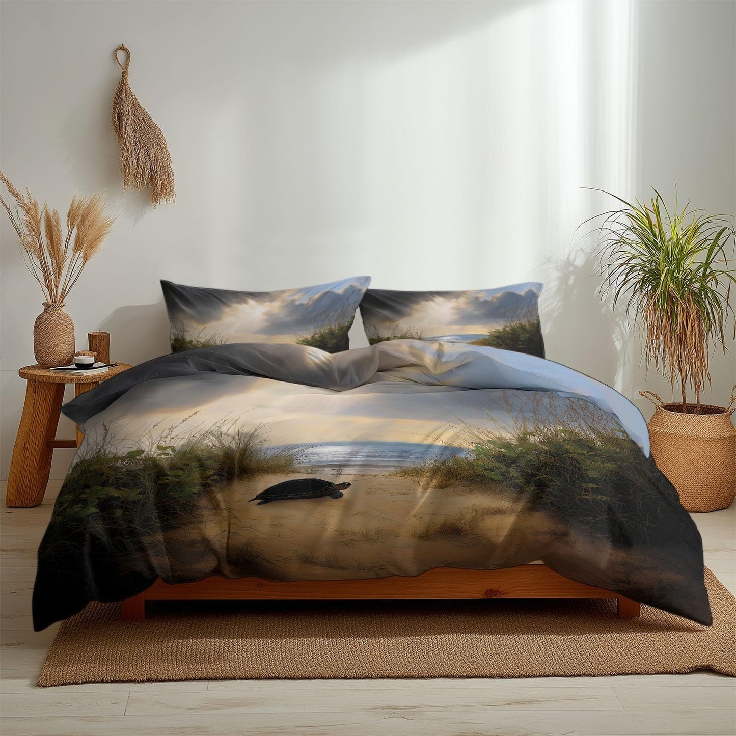 Super Soft Realistic Style Duvet Cover Set Twin Size, Nature Africa Turtles Bedding for Kids Boys Girls Teens - Breathable and Anti-Allergic Soft Comforter Cover 2 Pillow Shams