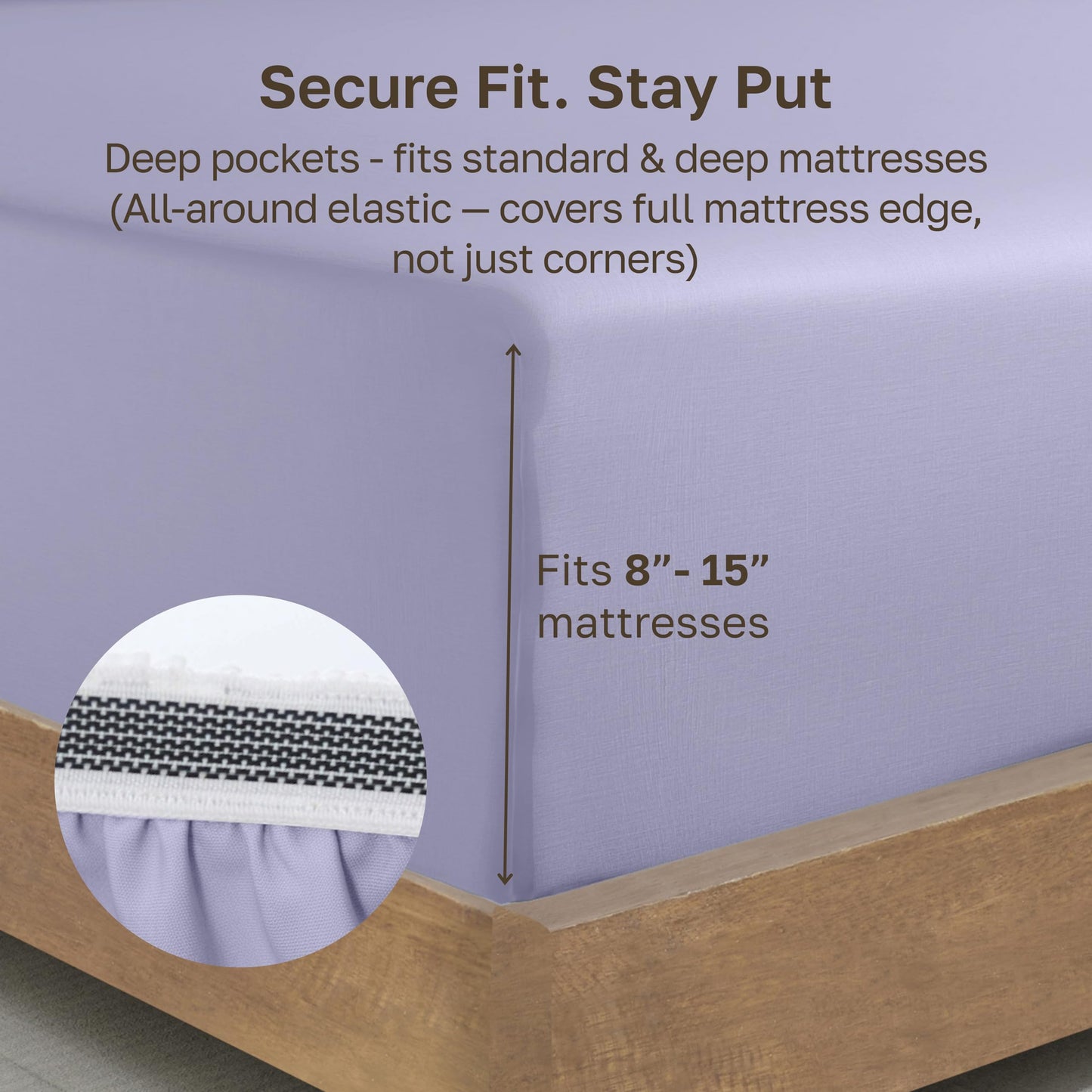 California Design Den Queen Fitted Sheet Only - 100% Organic Cotton Percale Fitted Sheet Queen with Deep Pockets, Lightweight, Crisp and Durable - Lavender Mist