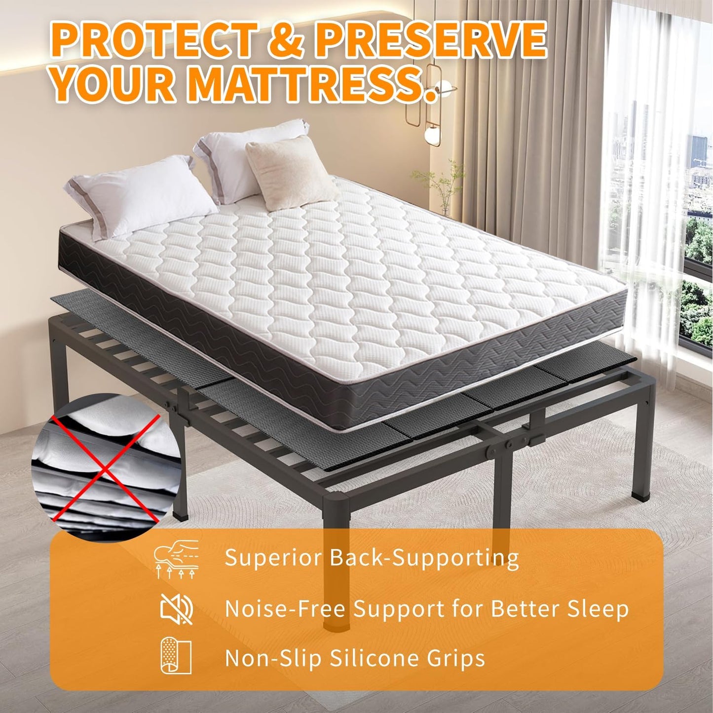 Voyla Upgraded Bunkie Board King Size Ultra Heavy Duty Anti-Sag Bed Support Board Under Mattress 12mm Wave-Structured Bunky Board Bunkieboards