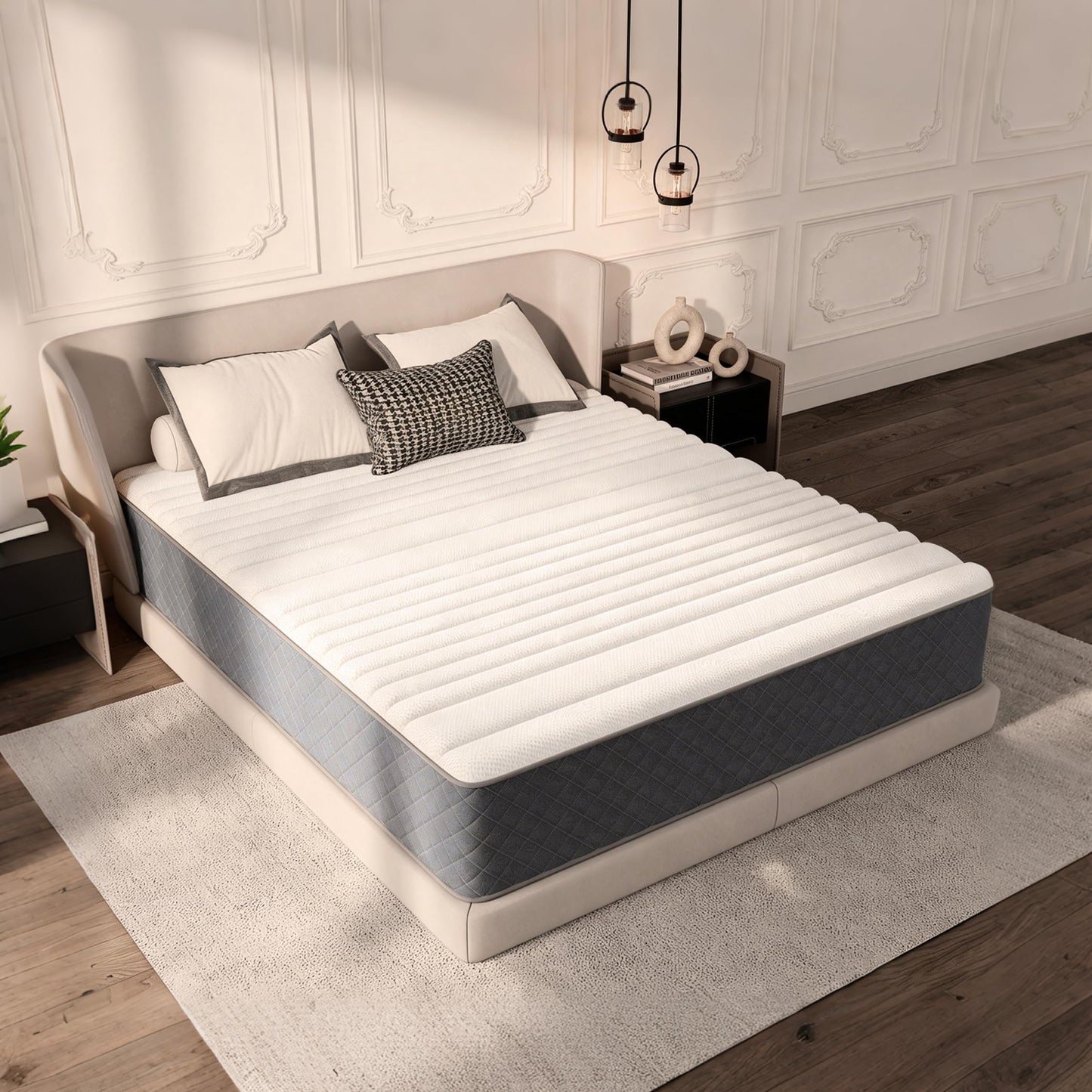 Matoresu 12 Inch Full Mattress Medium Firm,Hybrid Full Mattresses, 7-Zone Memory Foam Mattress with Pocket Sprung for Body Support & Pressure Relief