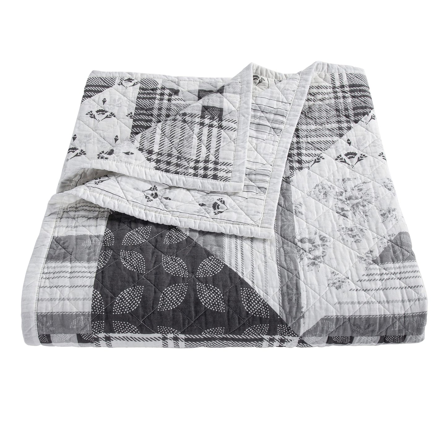 Paseo Road Patchwork Prairie 3 Piece Quilt Set with Pillow Shams, Queen Size, Cotton Reversible Bedding Set Western Farmhouse Style Luxury Bed Set, 1 Quilt, 2 Pillowcase