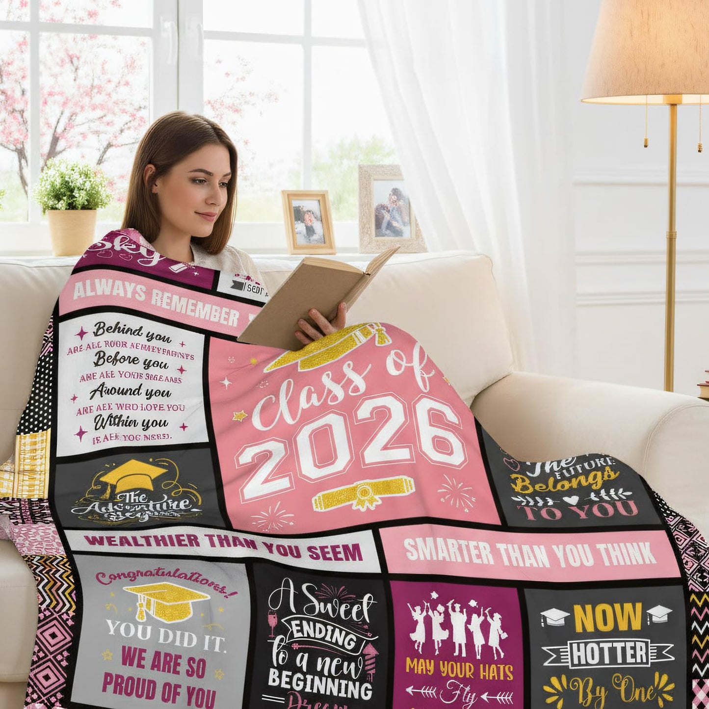 Wxiben 2026 Graduation Gifts for Her - Class of 2026 Graduation Blanket High School Seniors Nurse College Phd Graduate Gifts Grad Congrats Flannel Throw Blanket for Women 60 x 50 Inches