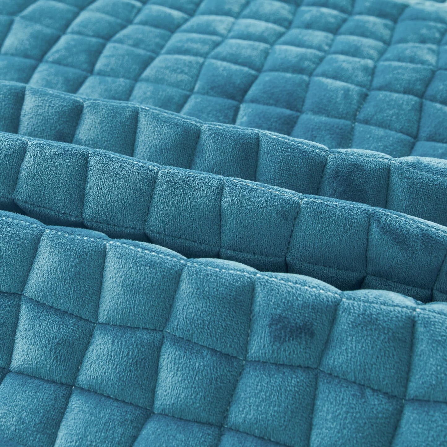 LweiPsqLin Quilted Flannel Fitted Sheets,Soft Flannel Fleece Mattress Top- Suitable for Fall and Winter,Fitted Deep Pocket Up to 15''. (Blue, Twin)