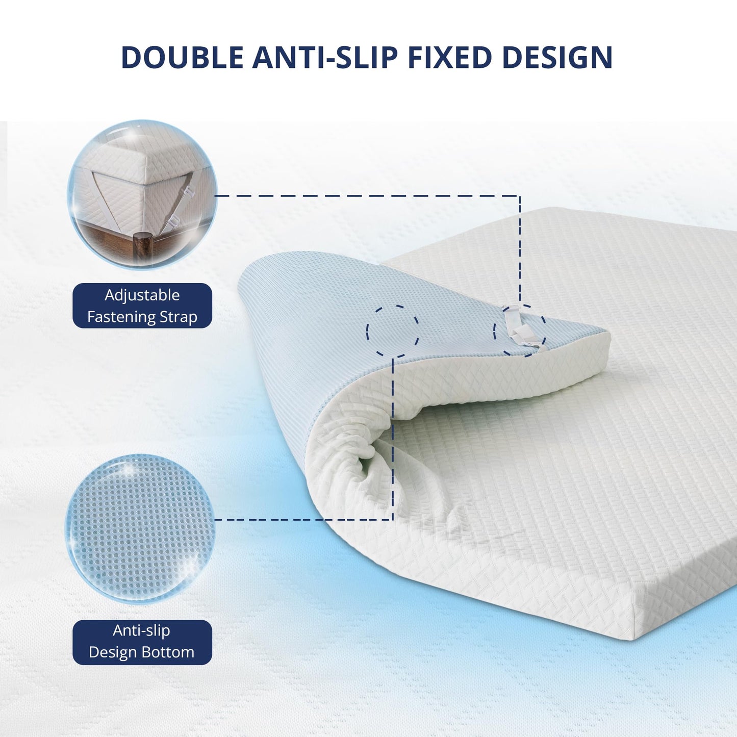 3 Inch Gel Memory Foam Mattress Topper Queen Size, Cooling Bed Topper for Pressure Relief with Removable Breathable Soft Cover, CertiPUR-US Certified