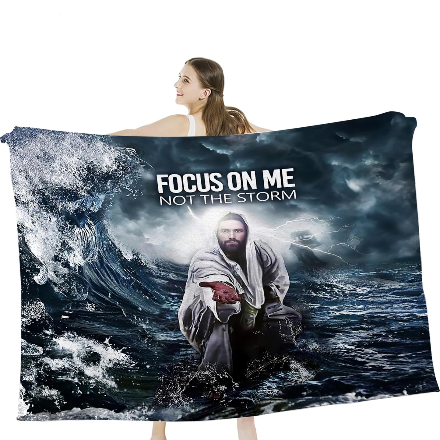 Tijuboni Christian Jesus Throw Blanket Religious Faith Gifts for Women Men Girls Boys Kids Adults Soft Flannel Fleece Blanket for Couch Sofa Bed Home Decor 40"x50"