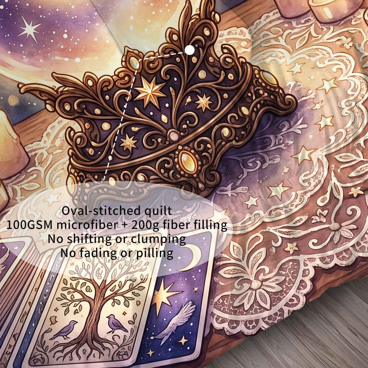 DJNEAR Mystical Crystal Ball Bedding Set Twin Size, 2 Piece Soft Microfiber Comforter Set with Tarot and Moon Print, Includes 1 Comforter 1 Pillowcases for Witchy Bedroom Decor