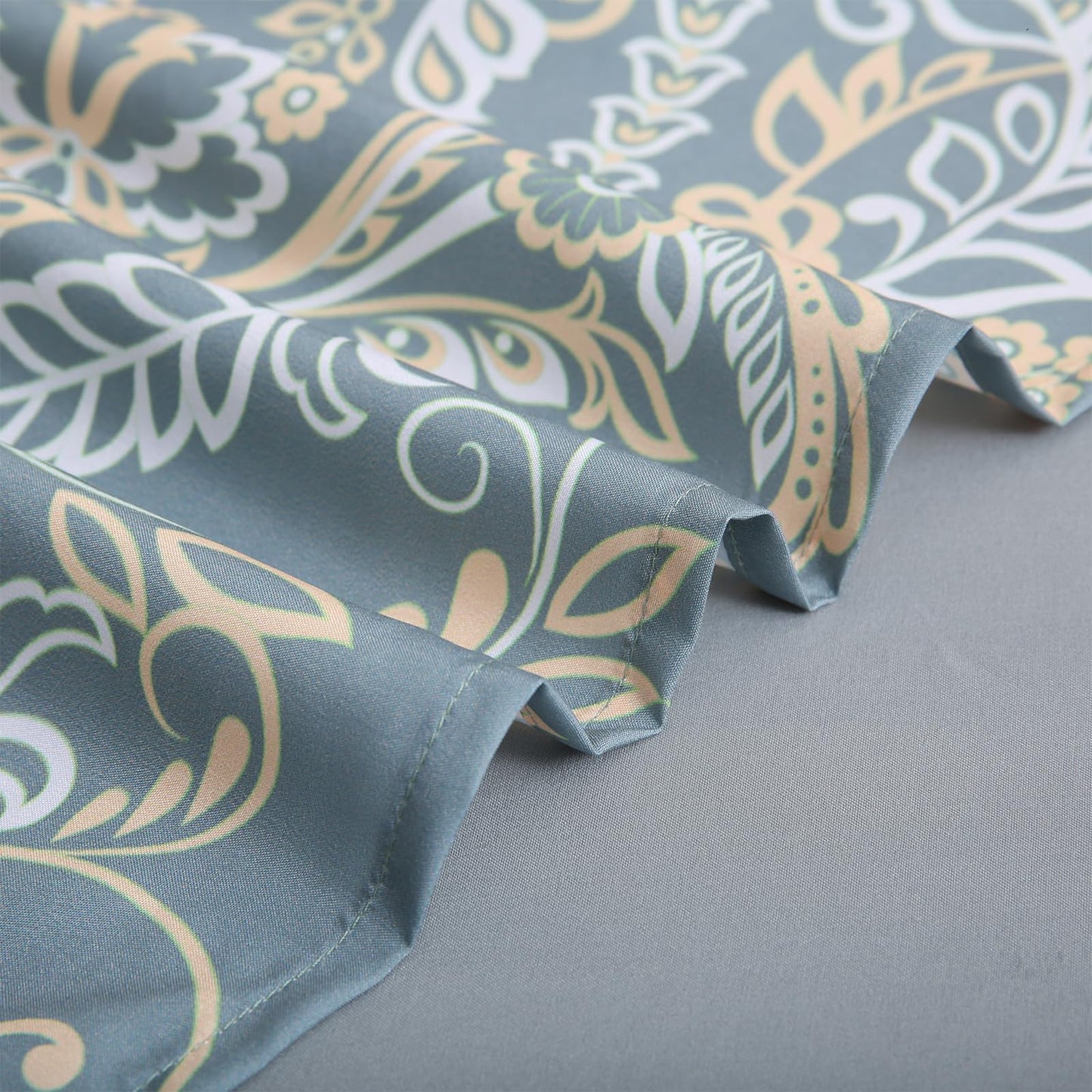 LONAVA Paisley King Size 6 Pcs Sheet Set, Breathable Microfiber Deep Pocket Grey Fitted Sheets, Comfy & Breathable Patterned Flat Sheets,4 Gentle Soft Pillowcases, Green Pasliey