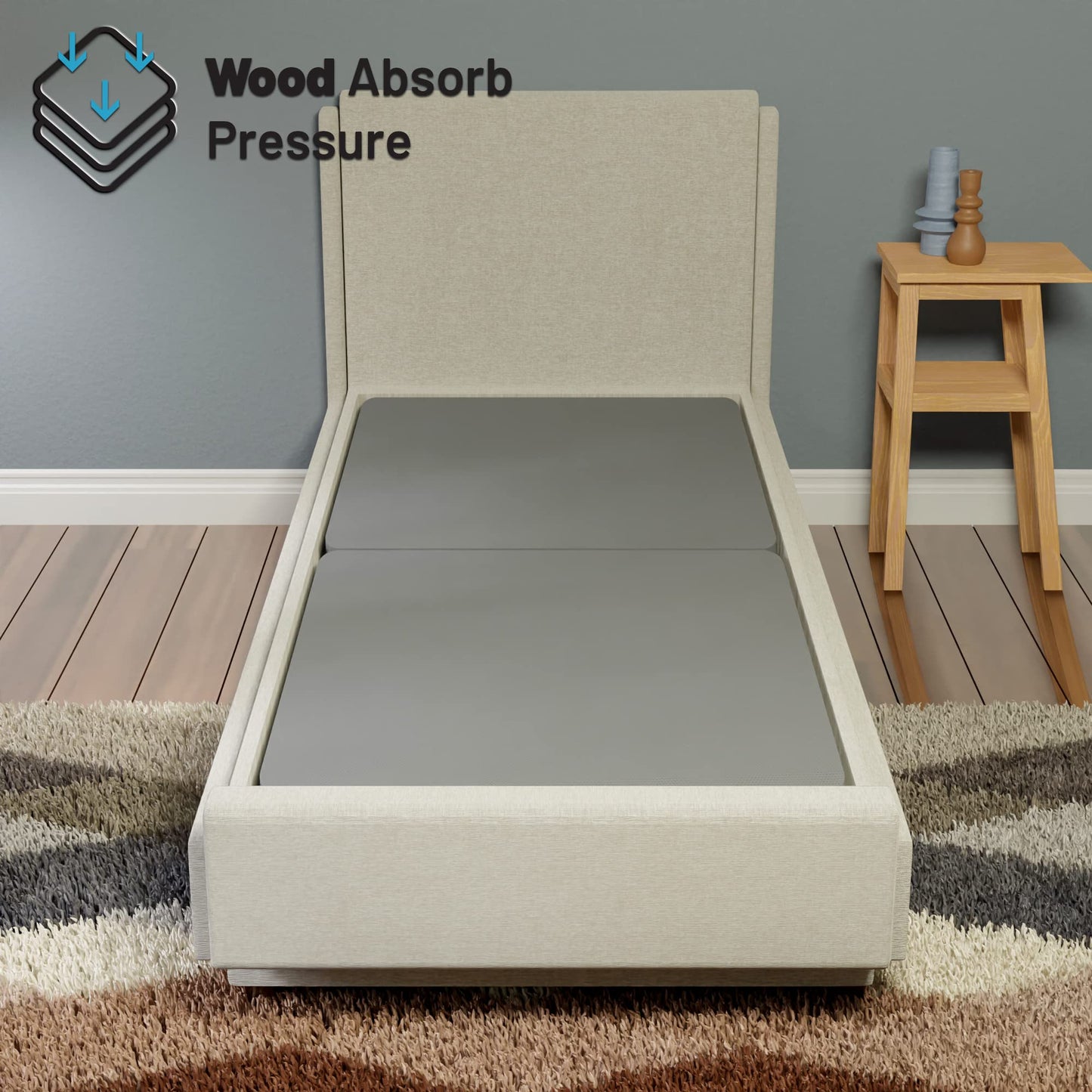 Treaton, 1.5-Inch Split Fully Assembled Bunkie Board for Mattress/Bed Support, Twin, Grey.