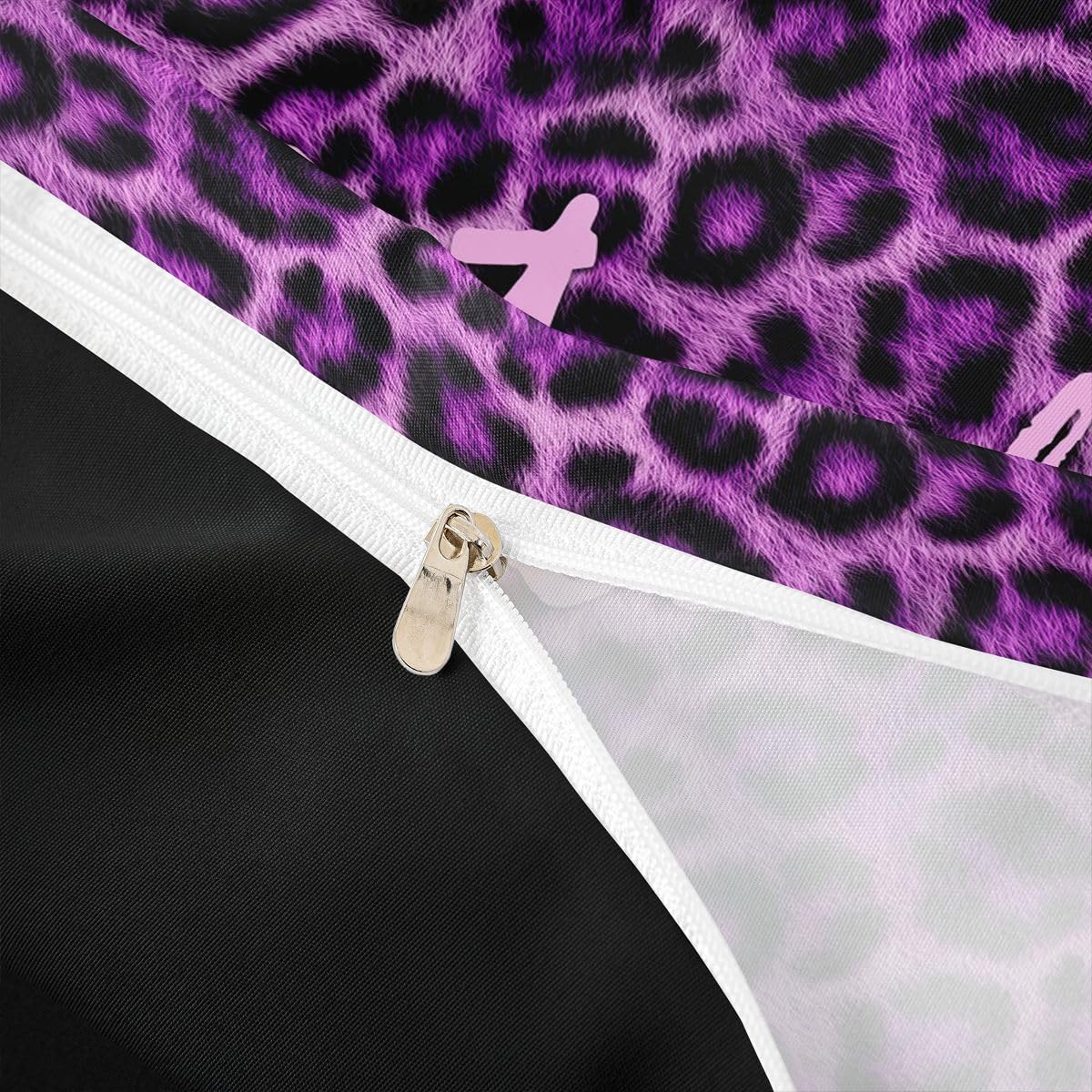 Feelyou Leopard Print Get Naked Duvet Cover King Size Funny Quotes Bedding Set for Boys Girls Purple Comforter Cover Cheetah Bedroom Decor 3Pcs