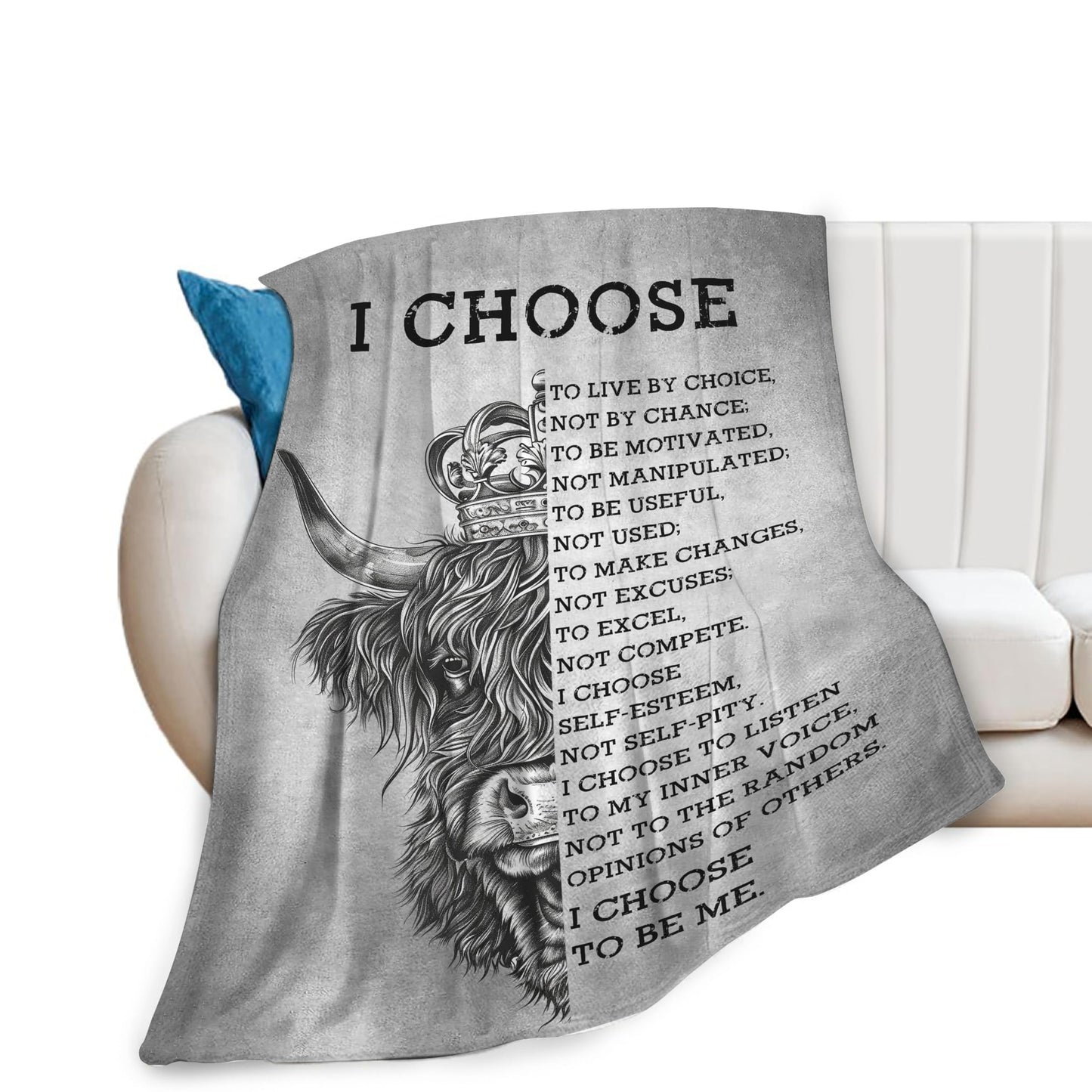 Uphomart Highland Cow Blanket Cow Throw Blanket Cozy Fleece Flannel Bedding Black and White Highland Cow Gifts for Women Men Boys Girls Adults Lovers Stuff Plush for Couch Sofa Bed Room Decor 40"X50"