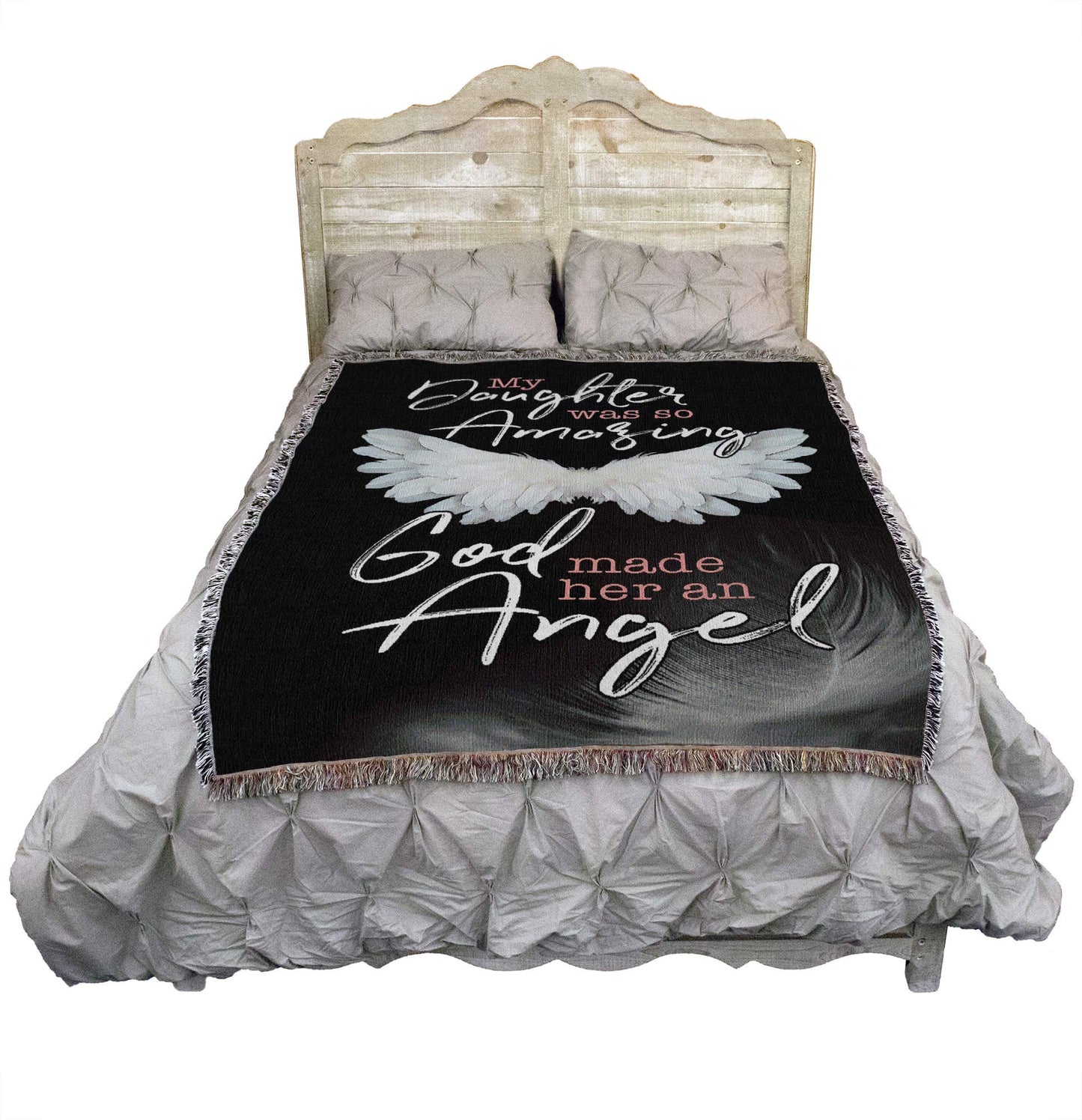 My Daughter was So Amazing God Made Her an Angel Blanket - Sympathy Bereavement Gift Tapestry Throw Woven from Cotton - Made in the USA (72x54)