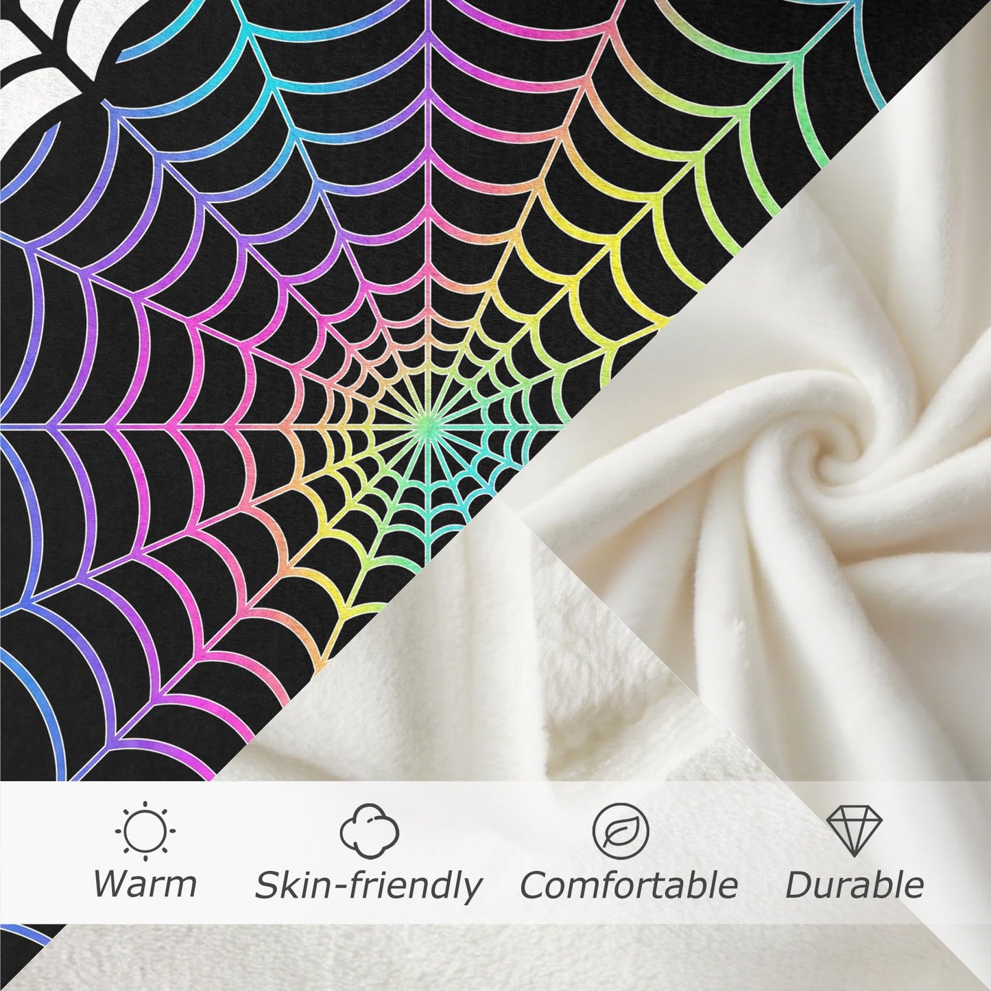 GEDAEUBA Spider Web Blanket Throw - Halloween Fleece Blanket Full Size, Soft Cozy Blankets & Throws for Couch, Bed, and Sofa, 84x90 inches