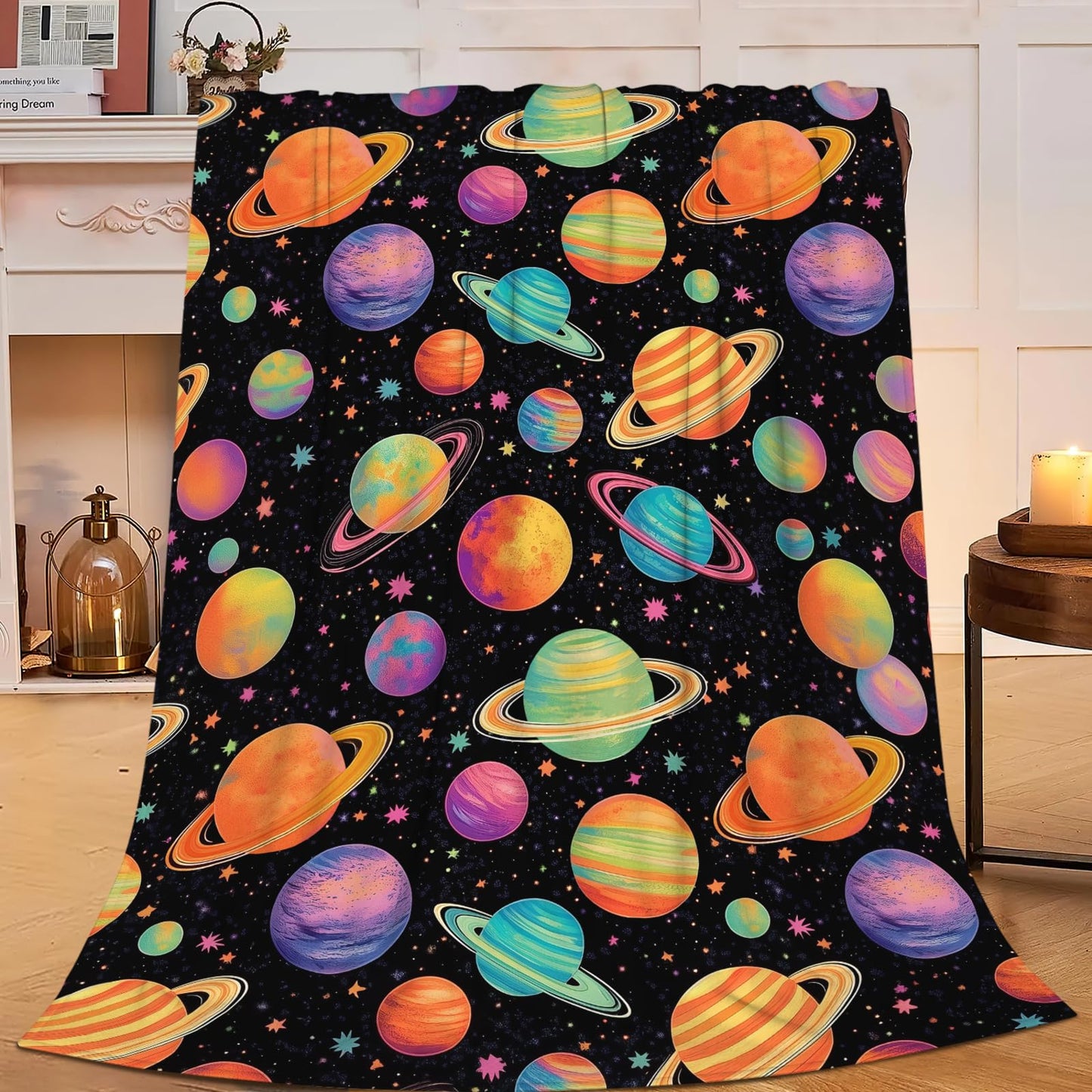 Lovira Space Planet Throw Blanket Solar System Print Throw Blankets Gifts for Couch Sofa Bed Stuff Decor Soft Cozy Fleece Plush Warm Flannel Bedding for Lover Boys Girls 40"x50"