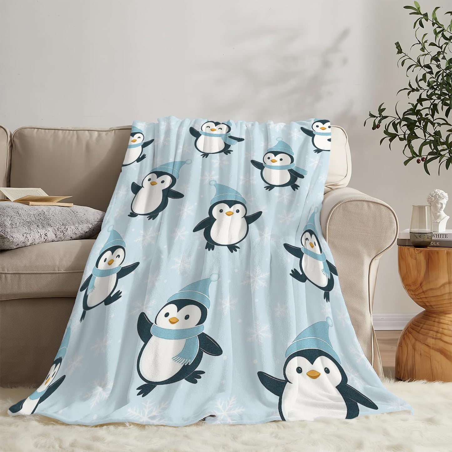 Penguin Blanket Cute Antarctica Penguins Throw Blanket Soft Warm Cozy Fleece Fuzzy Plush Winter Animal Flannel Blankets Gifts for Girls Women Boys Kids Adults 40"X50"