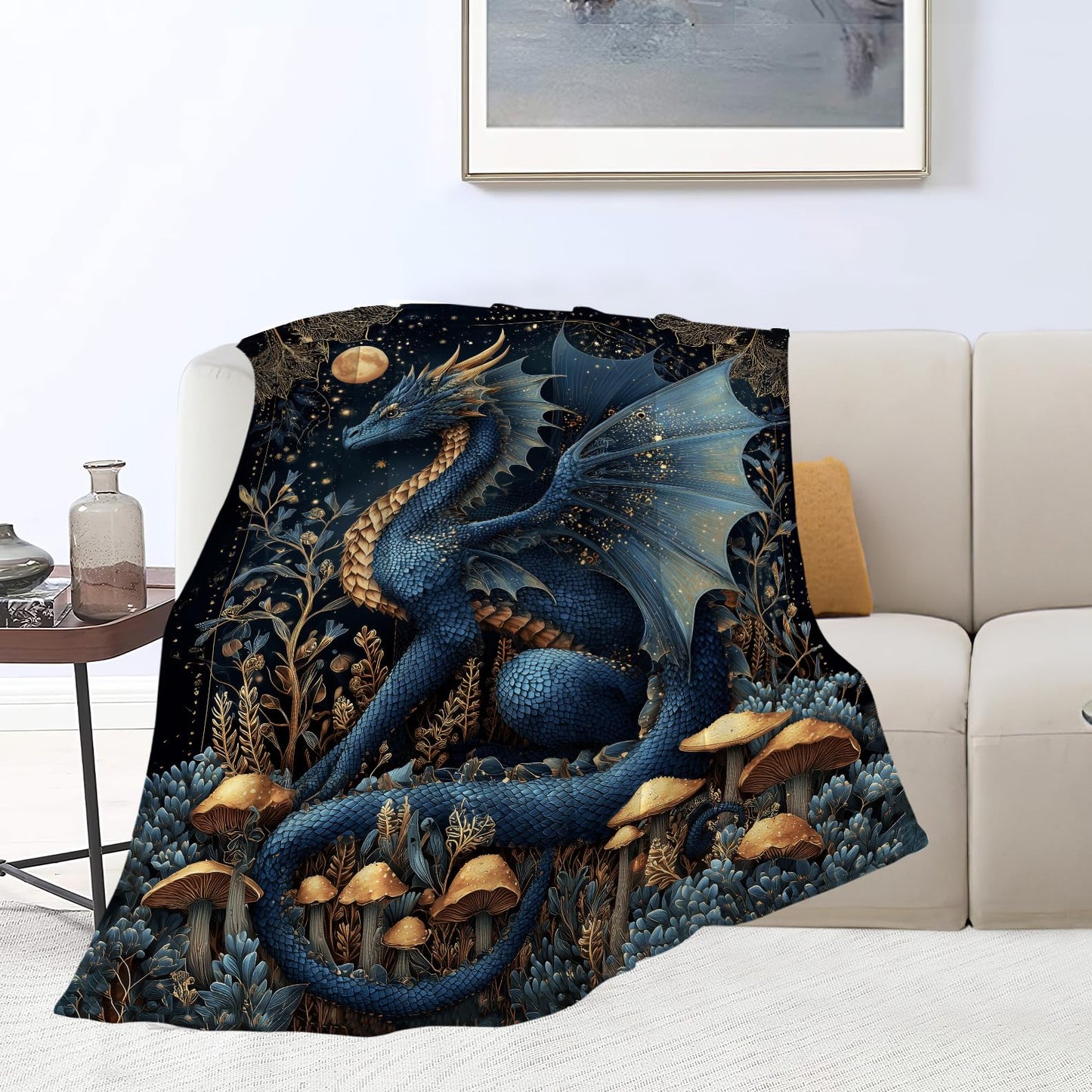 Dragon Blanket Super Soft Warm Fluffy Fleece Flannel Fantasy Animal Throw Blanket Cozy Fuzzy Plush Stuff Bedding Blankets Gifts for Women Kids Boys Girls Adults 50"X40"