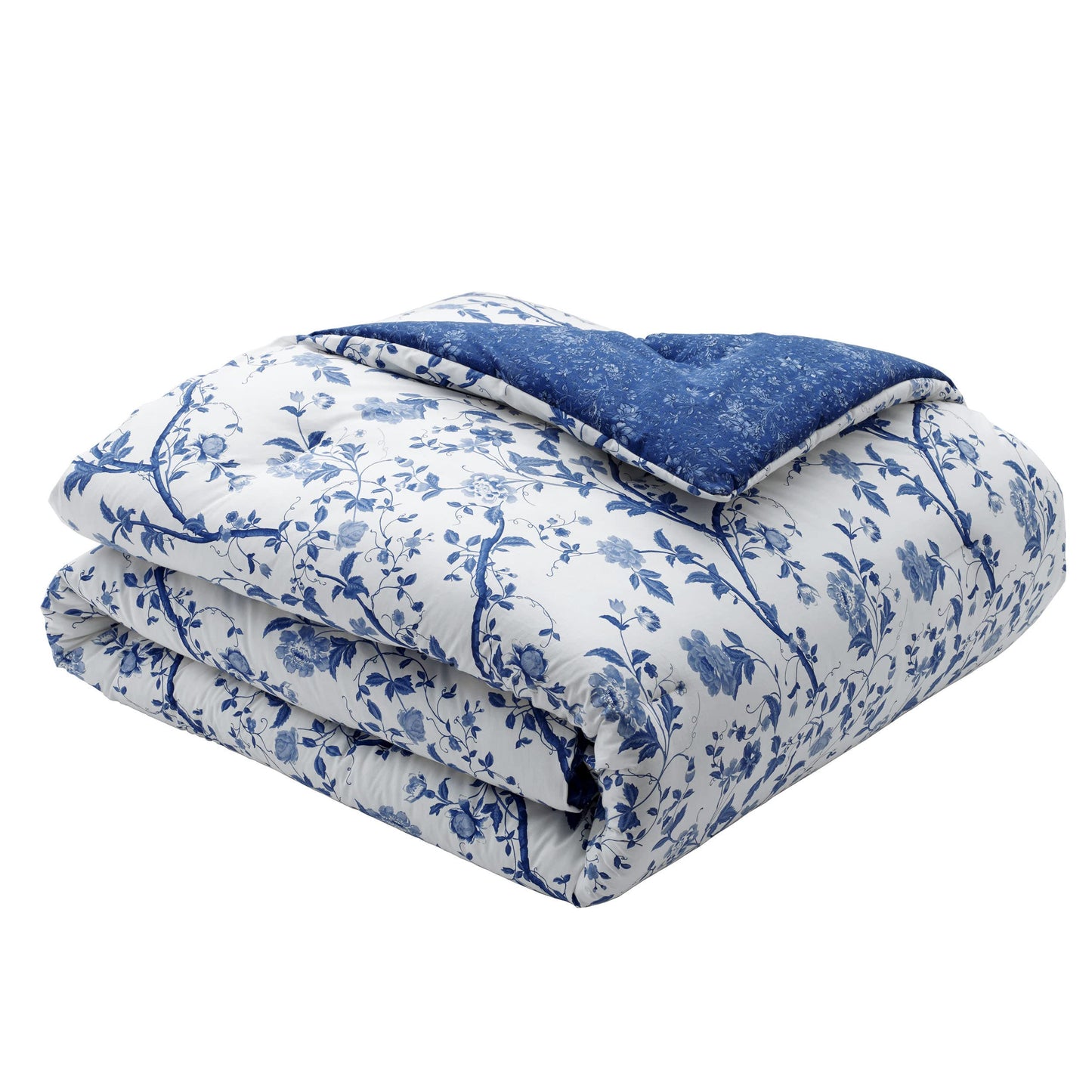 Laura Ashley – Queen Comforter Set, Reversible Floral Bedding with Matching Shams & Bonus Decorative Pillows, Medium Weight, 7-Piece, College Dorm Room Essentials (Elise Blue)