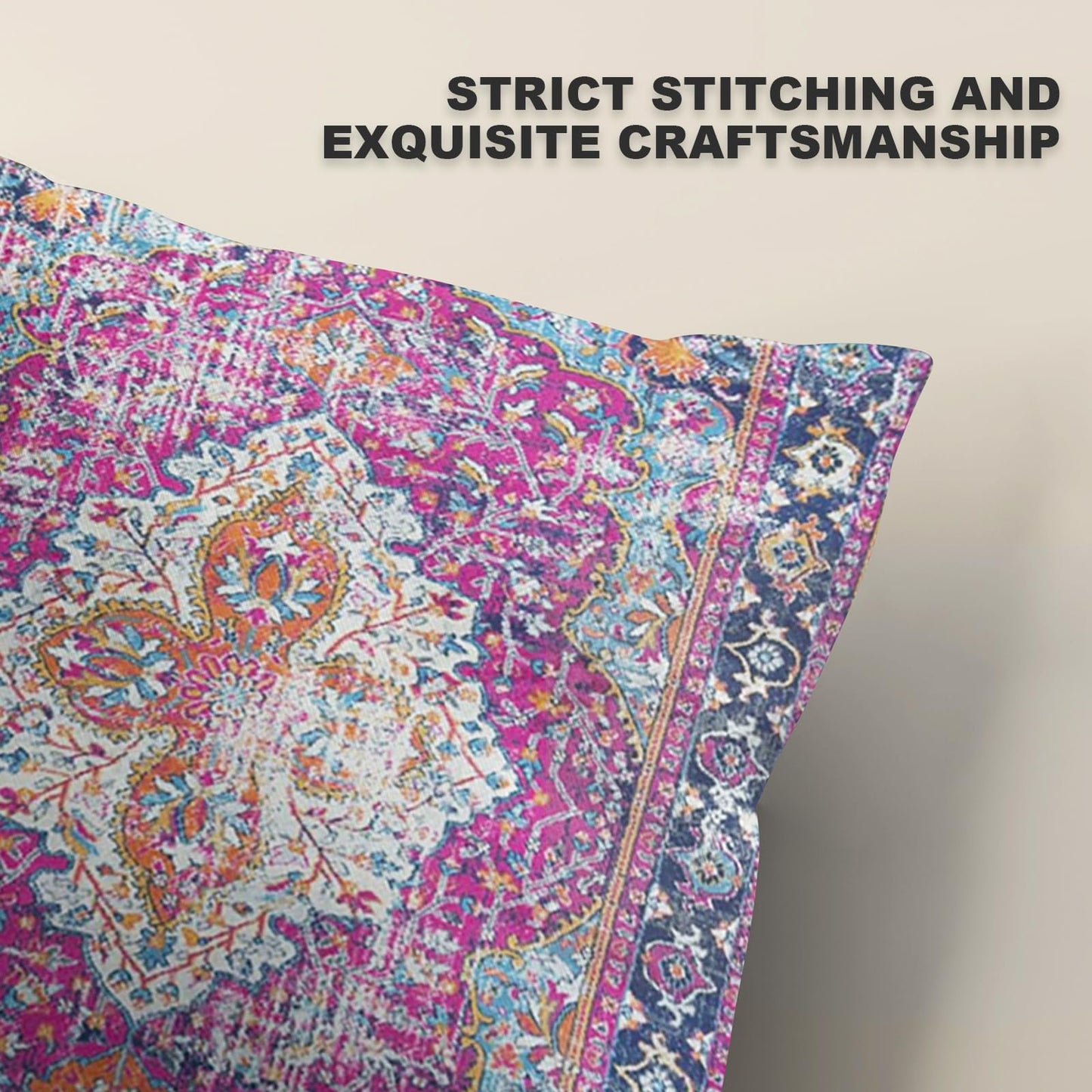 ZSYTZL Boho Throw Pillow Covers 18x18 inch Set of 2,Soft Pillowcases Bohemia Carpet Printing Pattern Decorative Sofa Living Room Bed Square Pillow Case Cushion Cover-Purple