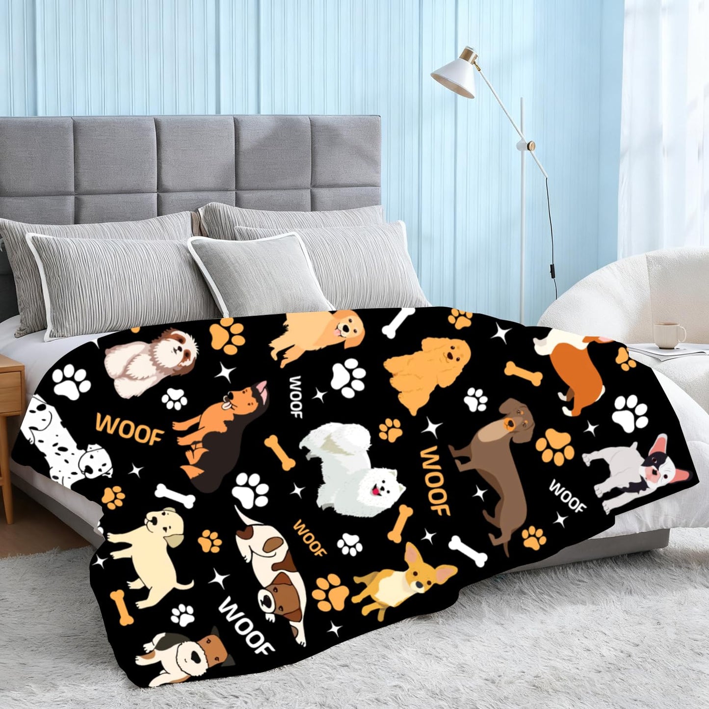 Dog Blanket Puppy Plush Gifts for Girls Women Soft Cozy Flannel Dogs Animal Throw Blanket Bedding Decor Dog Gifts for Dogs Lovers for Kids Adults 50"X40"