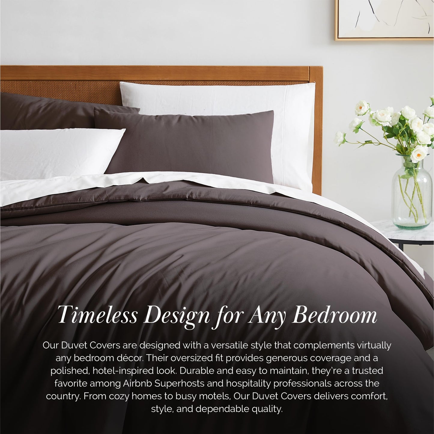 Southshore Fine Living, Inc. Oversized California King Duvet Cover Set - Hotel Quality Brown Duvet Cover King Size - Pet Hair Resistant Bedding - Zipper Closure, 2 Pillow Shams - Chocolate Brown