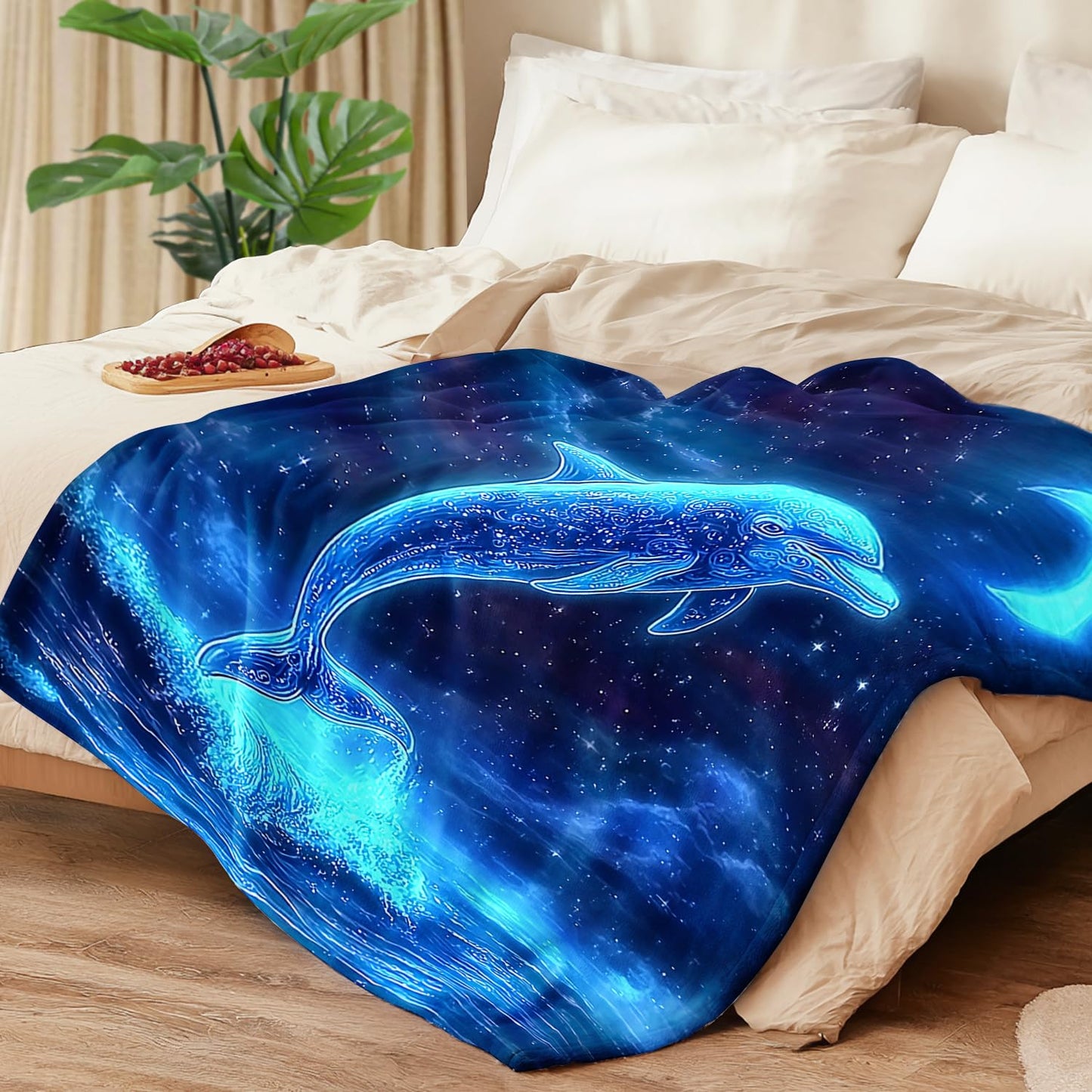 Dolphin Blanket Dolphin Fleece Throw Blanket Super Soft Fuzzy Plush Cozy Warm Dolphins Decor Stuffed Bedding Blankets Gift for Boys, Girls Men Women Kids & Adult 50"X40"
